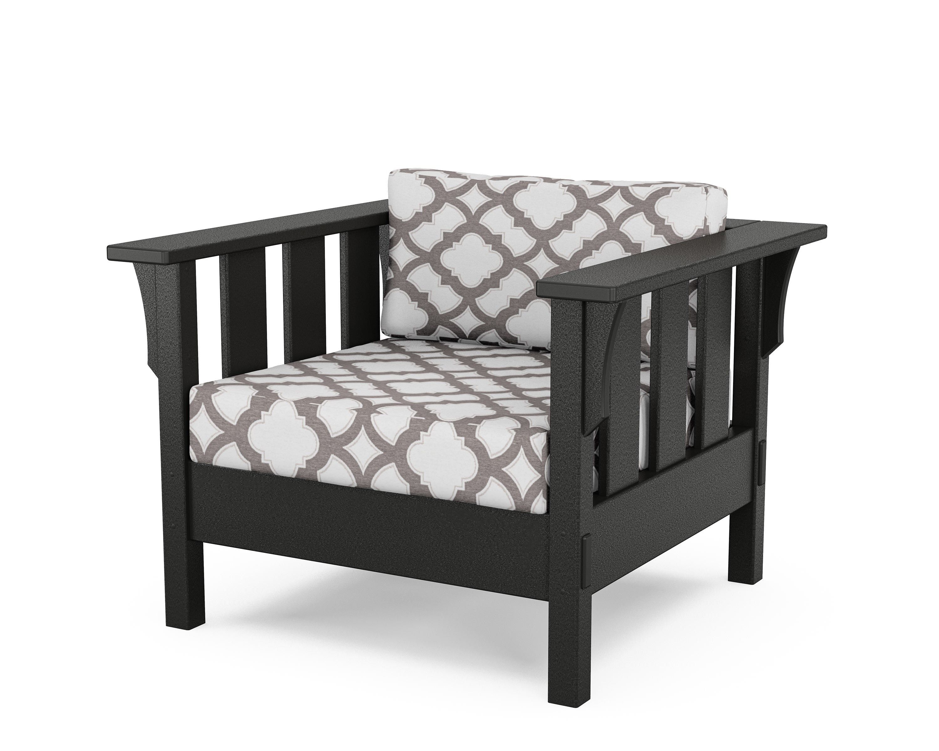 Martha Stewart by POLYWOOD® Acadia Deep Seating Chair in Black / Trellis Grey Mist