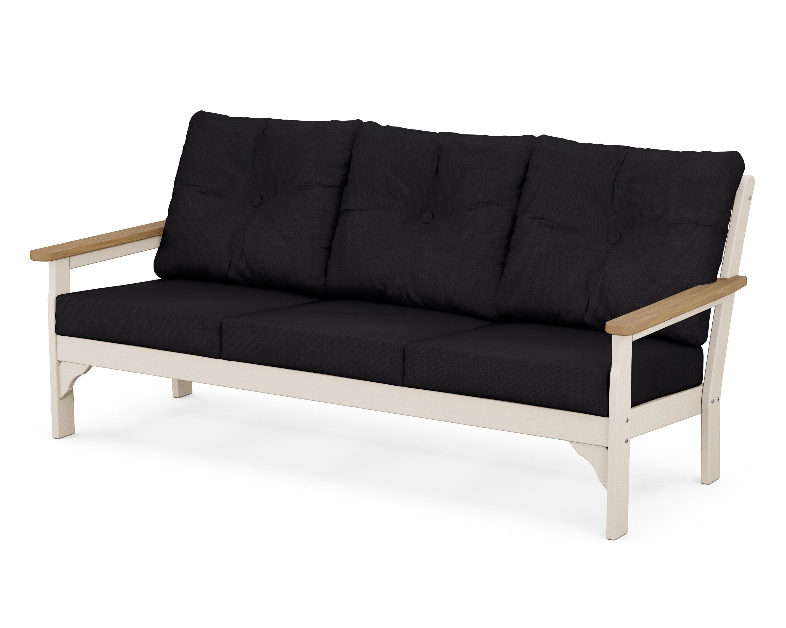 POLYWOOD® Vineyard Deep Seating Sofa in Sand / Natural / Midnight Linen
