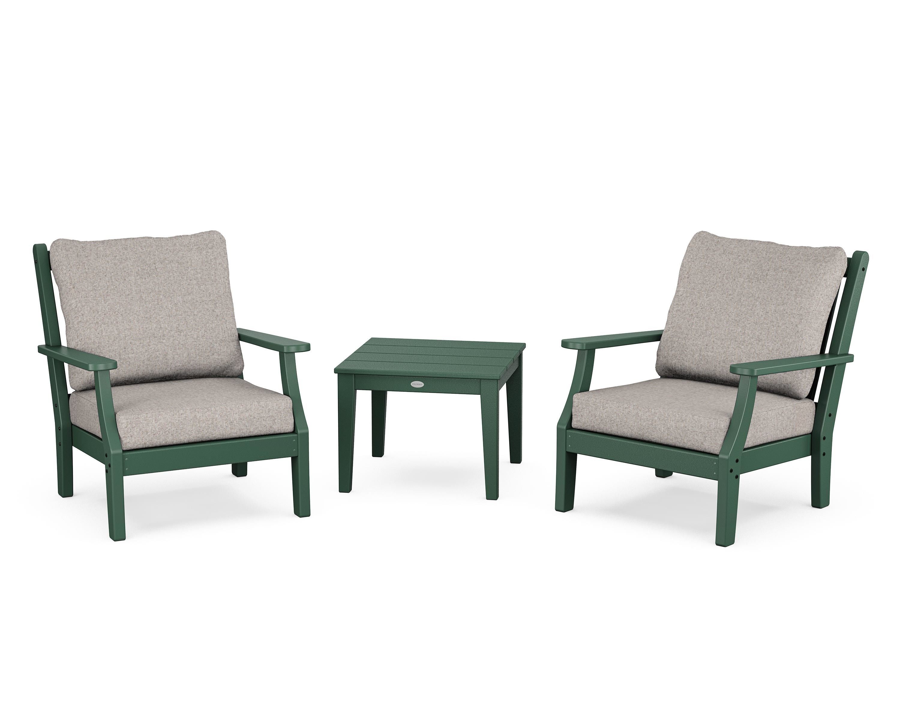 Country Living Wovendale 3-Piece Deep Seating Set in Green / Weathered Tweed