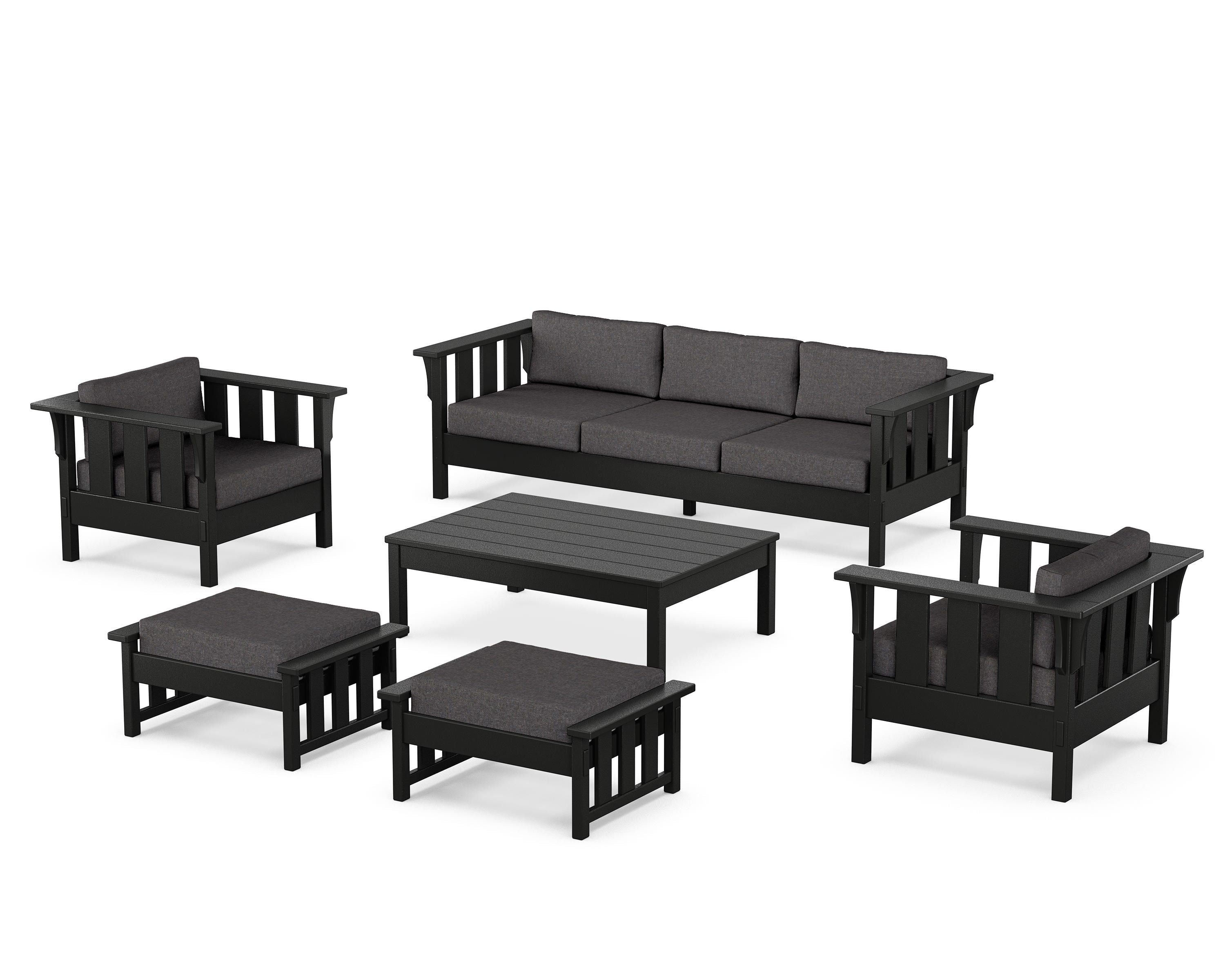 Martha Stewart by POLYWOOD® Acadia 6-Piece Lounge Sofa Set in Black / Ash Charcoal