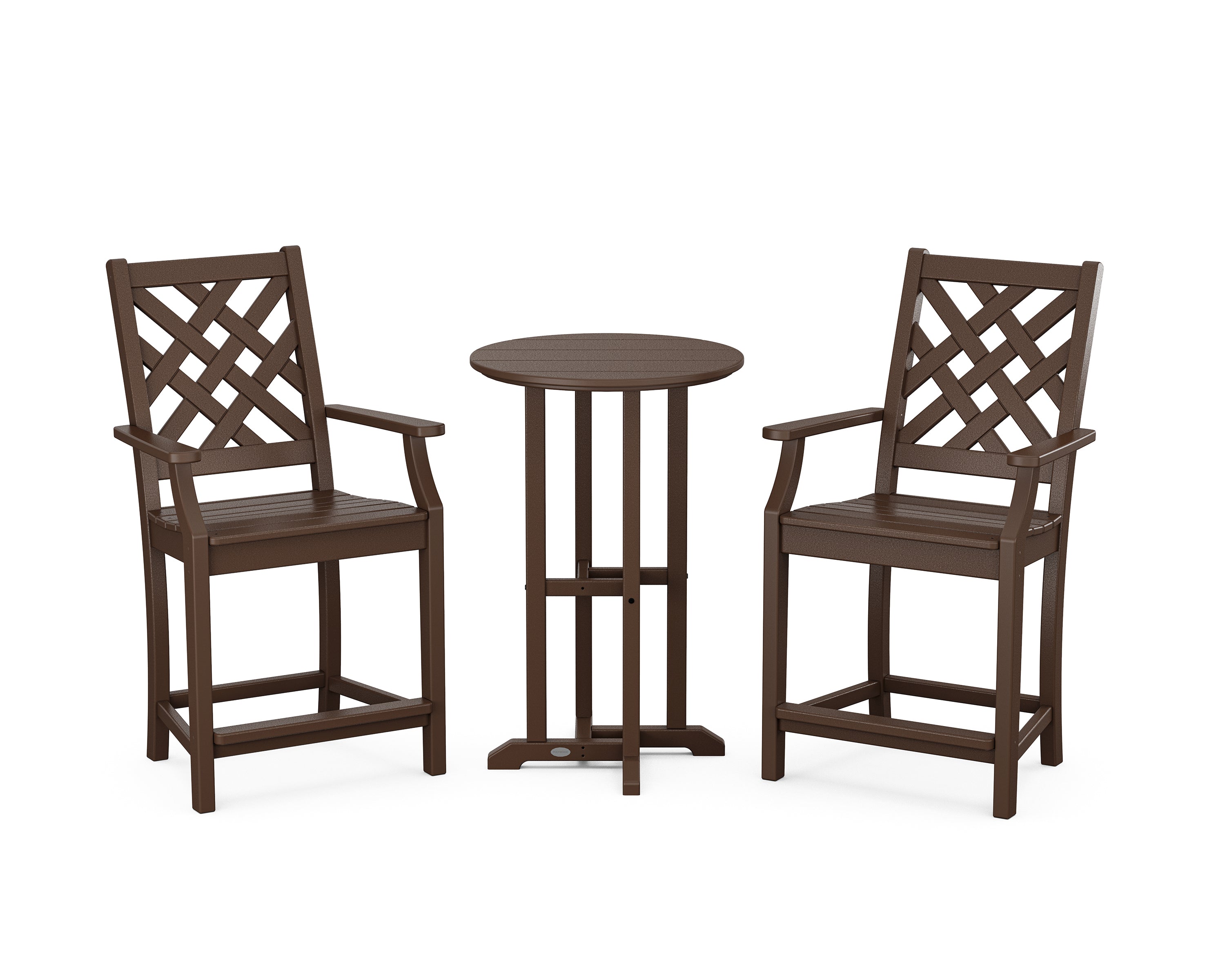 Country Living Wovendale 3-Piece Farmhouse Bistro Counter Set in Mahogany