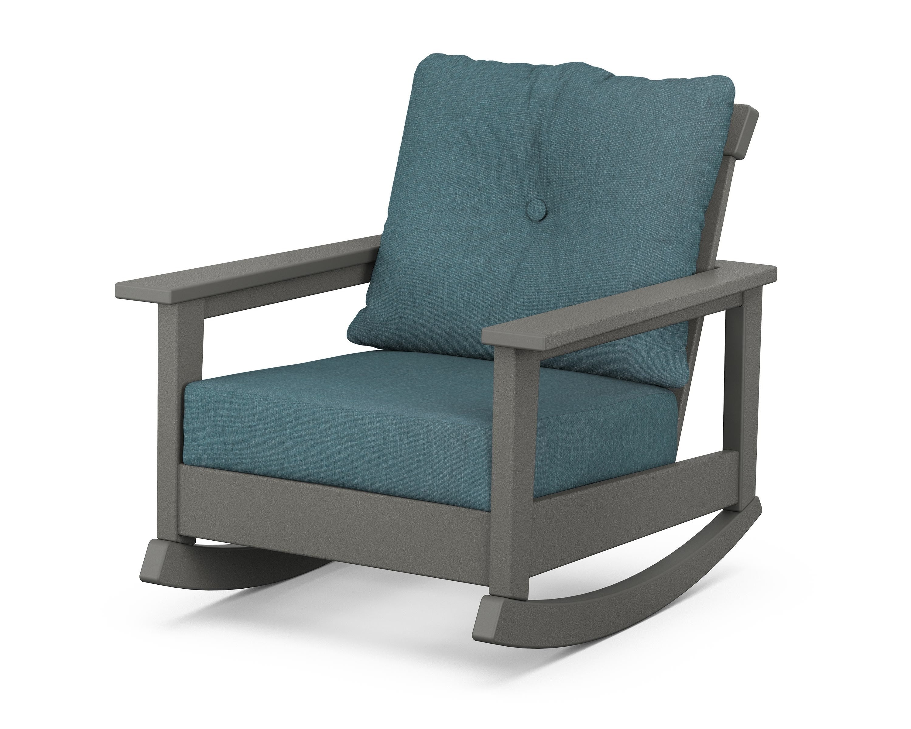 POLYWOOD® Prescott Deep Seating Rocking Chair in Slate Grey / Ocean Teal