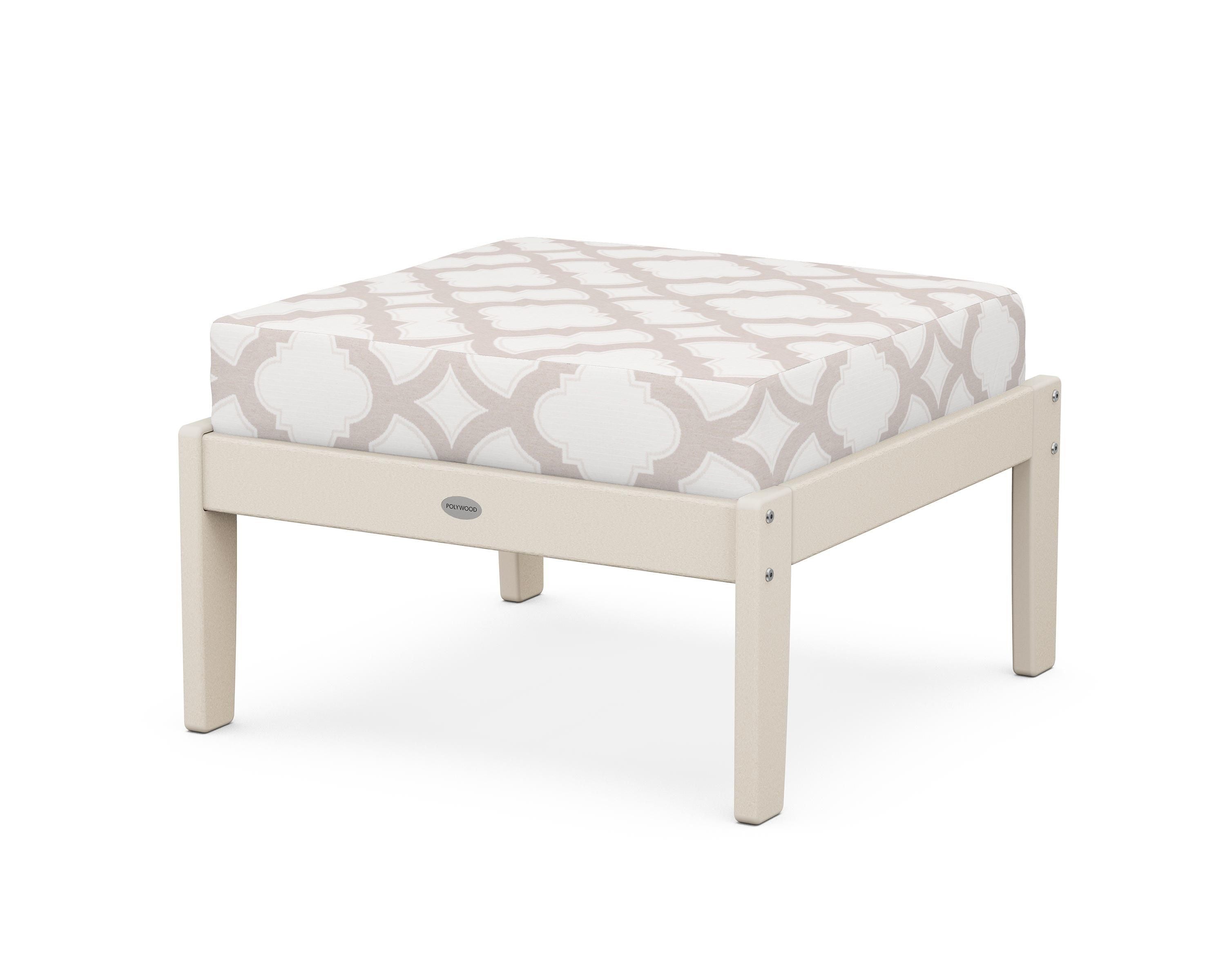 POLYWOOD® Braxton Deep Seating Ottoman in Sand / Trellis Dune Burlap
