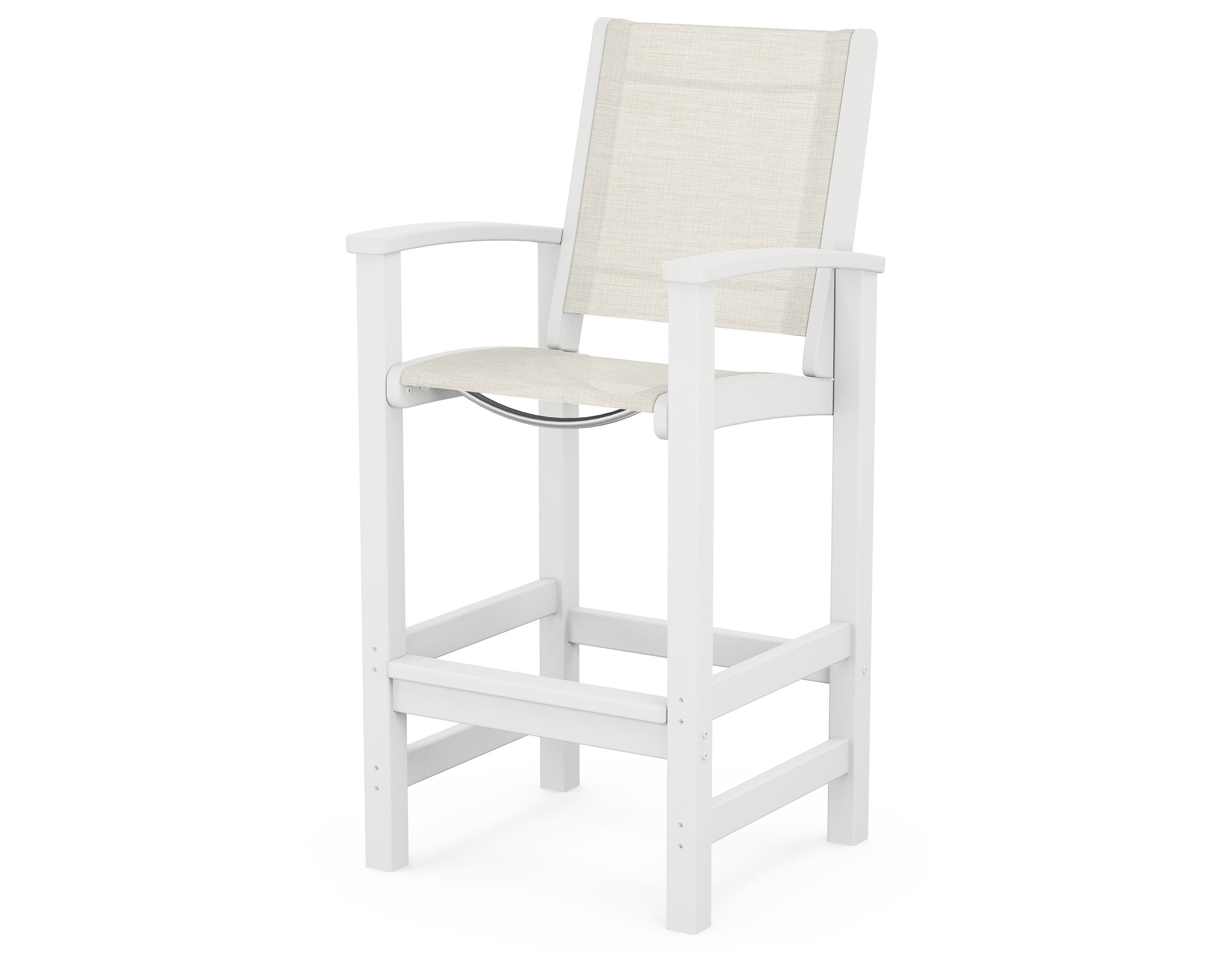 POLYWOOD® Coastal Bar Chair in White / Parchment Sling
