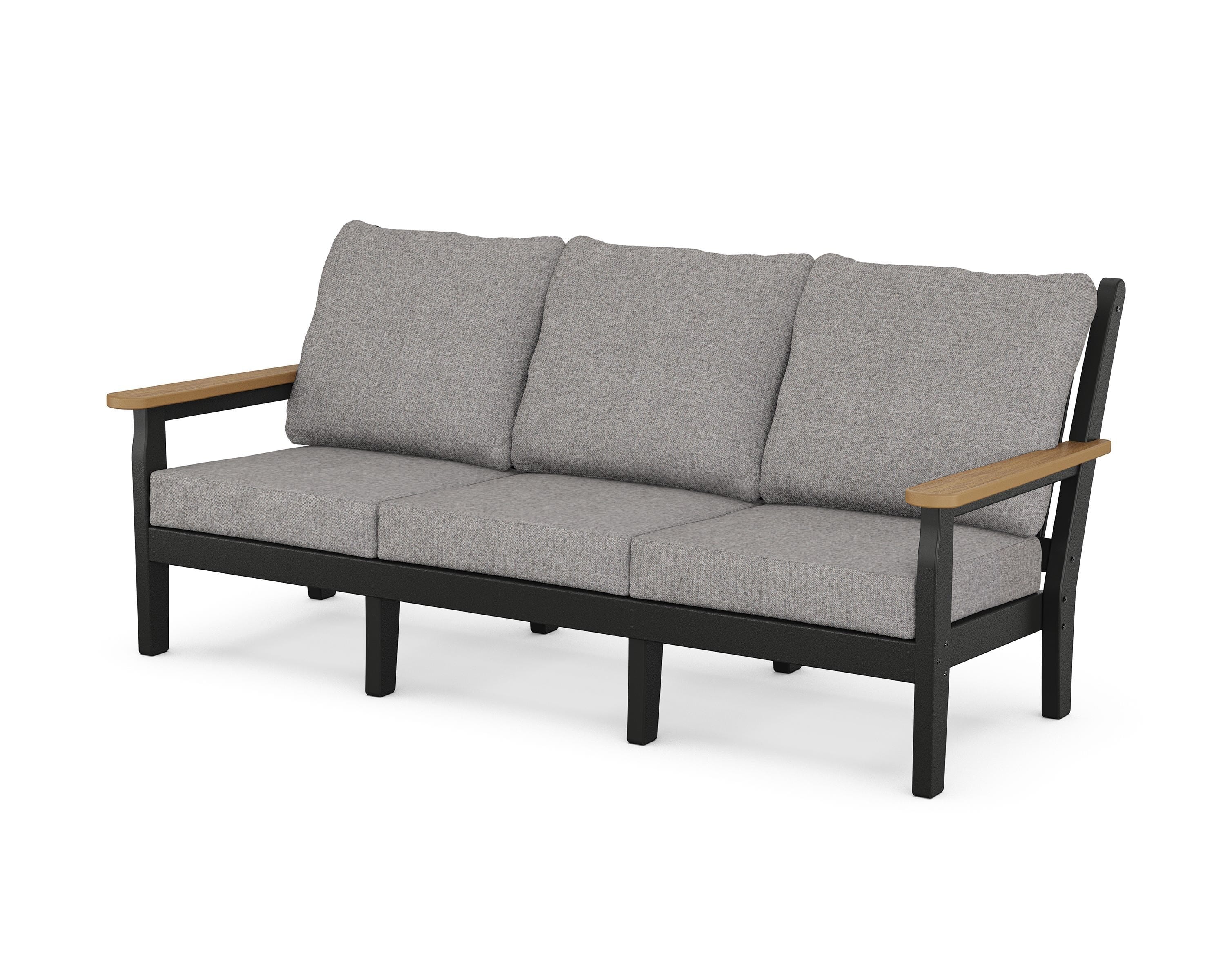 POLYWOOD® Chippendale Deep Seating Sofa in Black / Natural / Grey Mist
