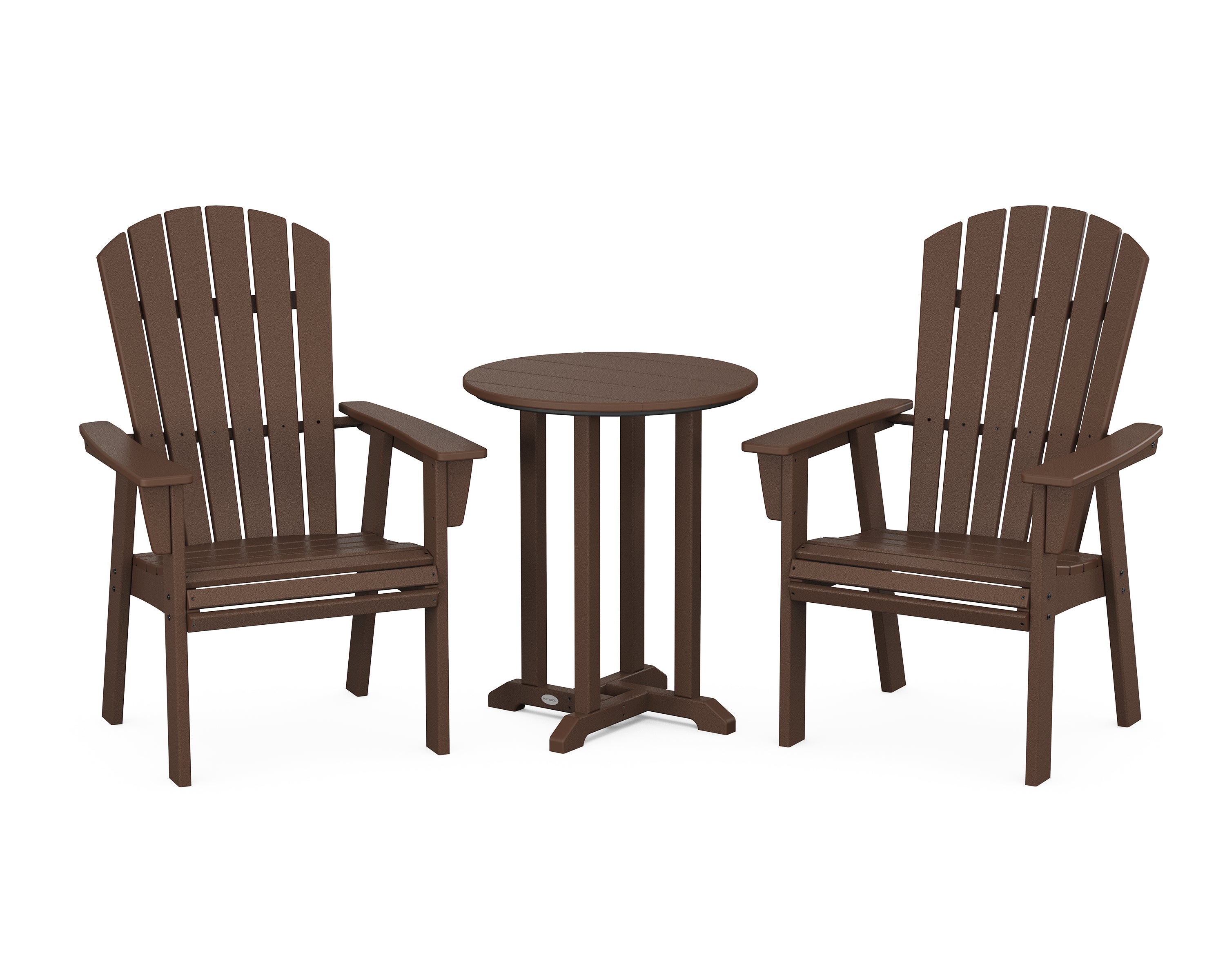 POLYWOOD® Nautical Adirondack 3-Piece Round Bistro Dining Set in Mahogany