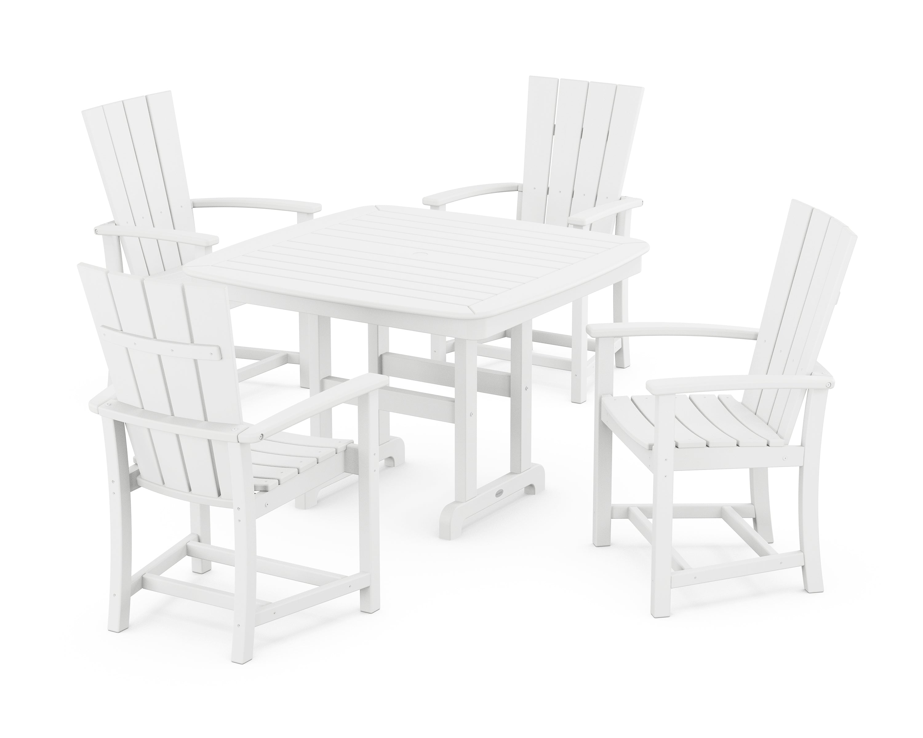 POLYWOOD® Quattro 5-Piece Dining Set with Trestle Legs in White