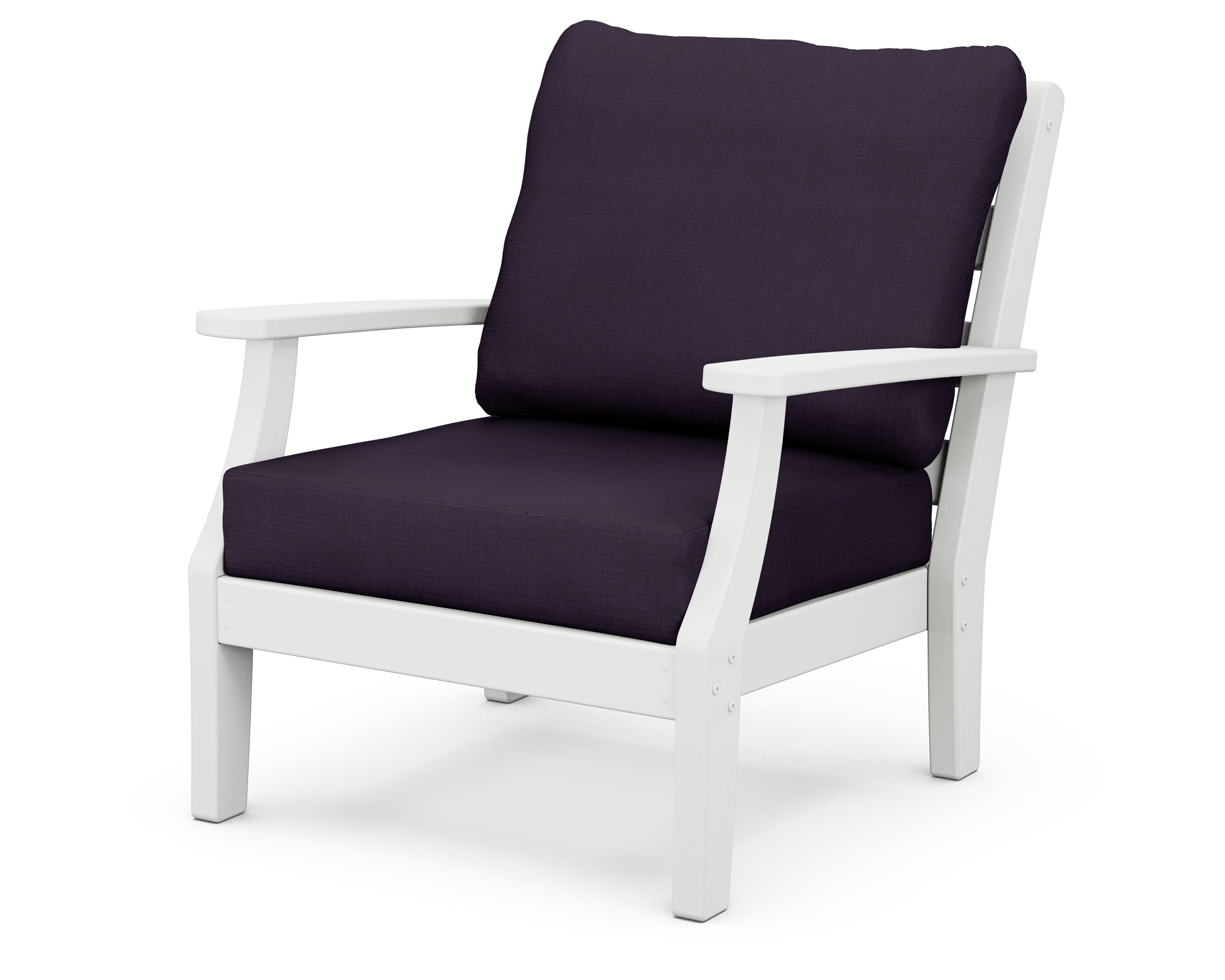 POLYWOOD® Chesapeake Deep Seating Chair in White / Navy Linen