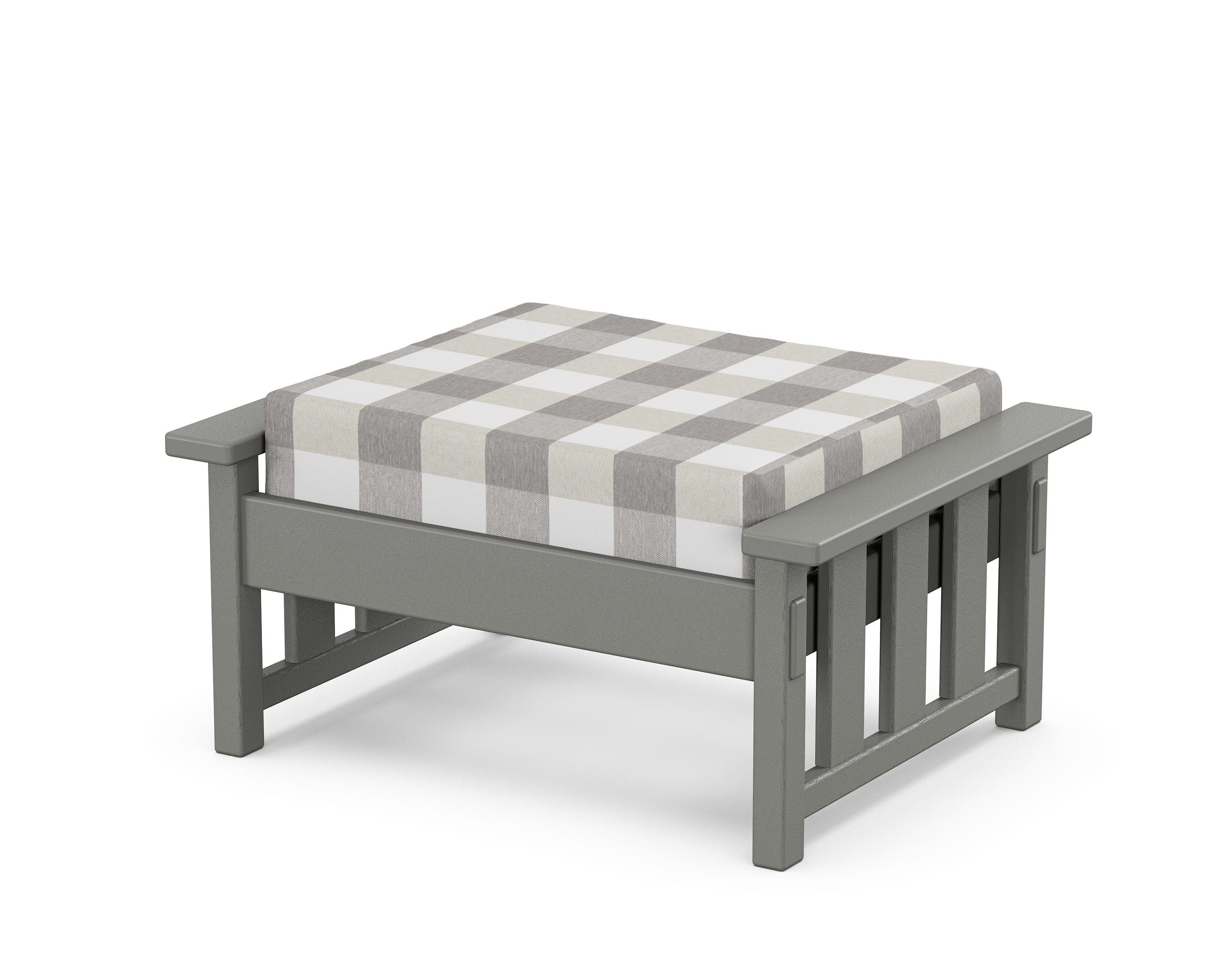 Martha Stewart by POLYWOOD® Acadia Deep Seating Ottoman in Slate Grey / Buffalo Plaid Grey Mist