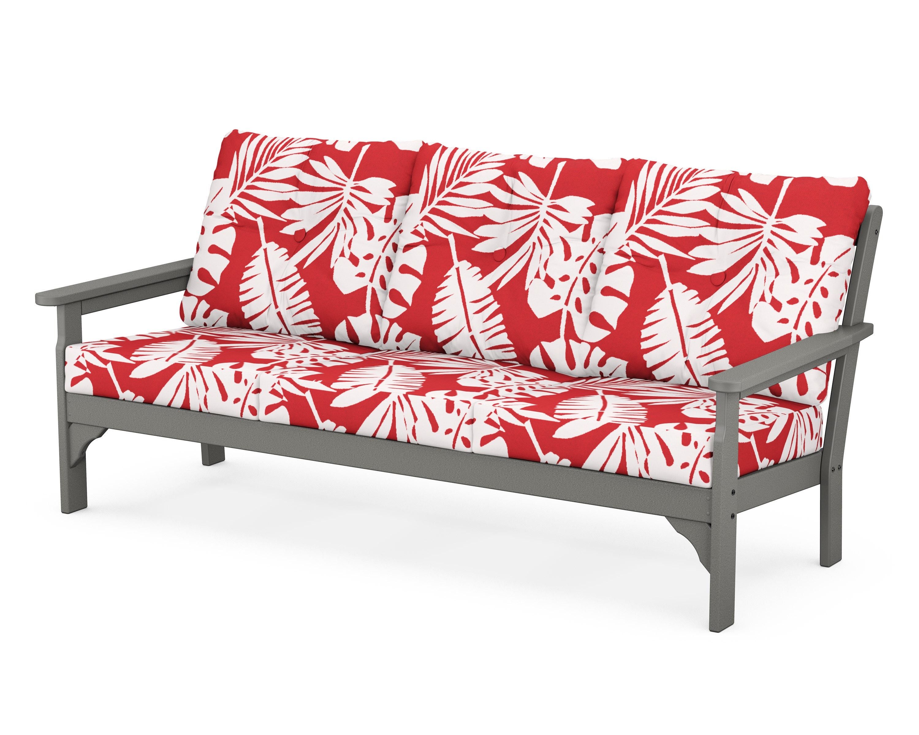 POLYWOOD® Vineyard Deep Seating Sofa in Slate Grey / Leaf Crimson