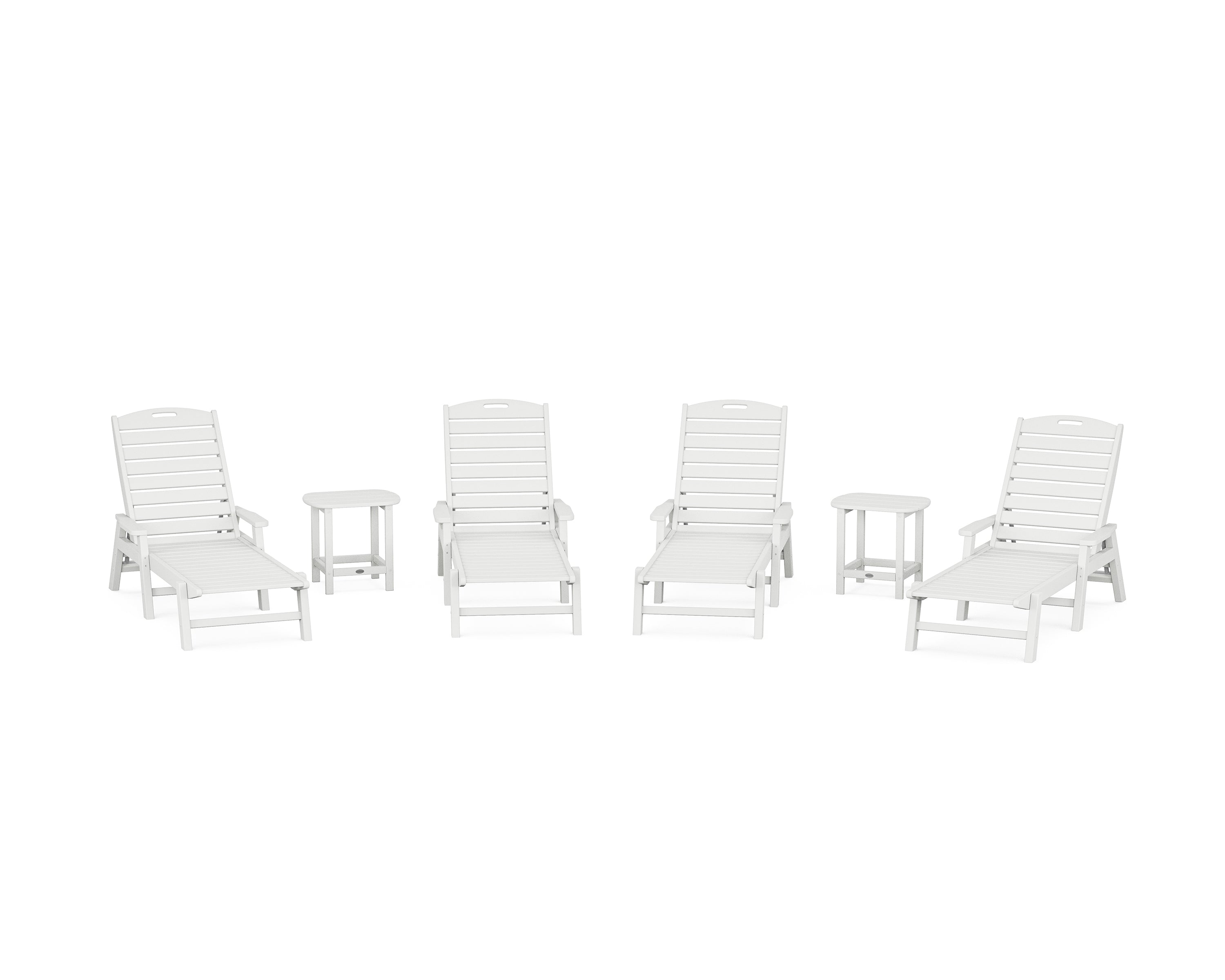 POLYWOOD® Nautical Chaise 6-Piece Set with Arms in White