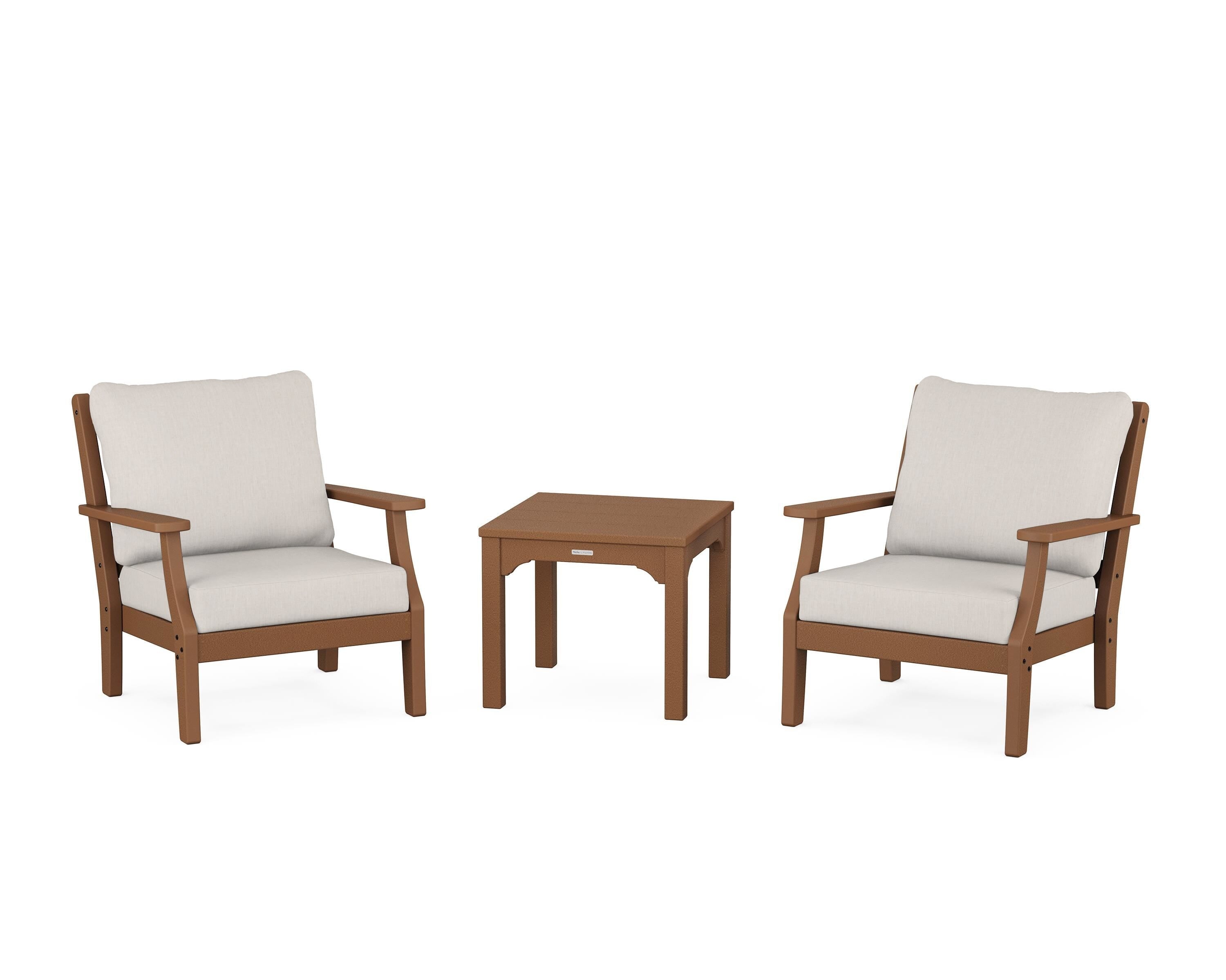Martha Stewart by POLYWOOD® Chinoiserie 3-Piece Deep Seating Set in Teak / Cast Ash