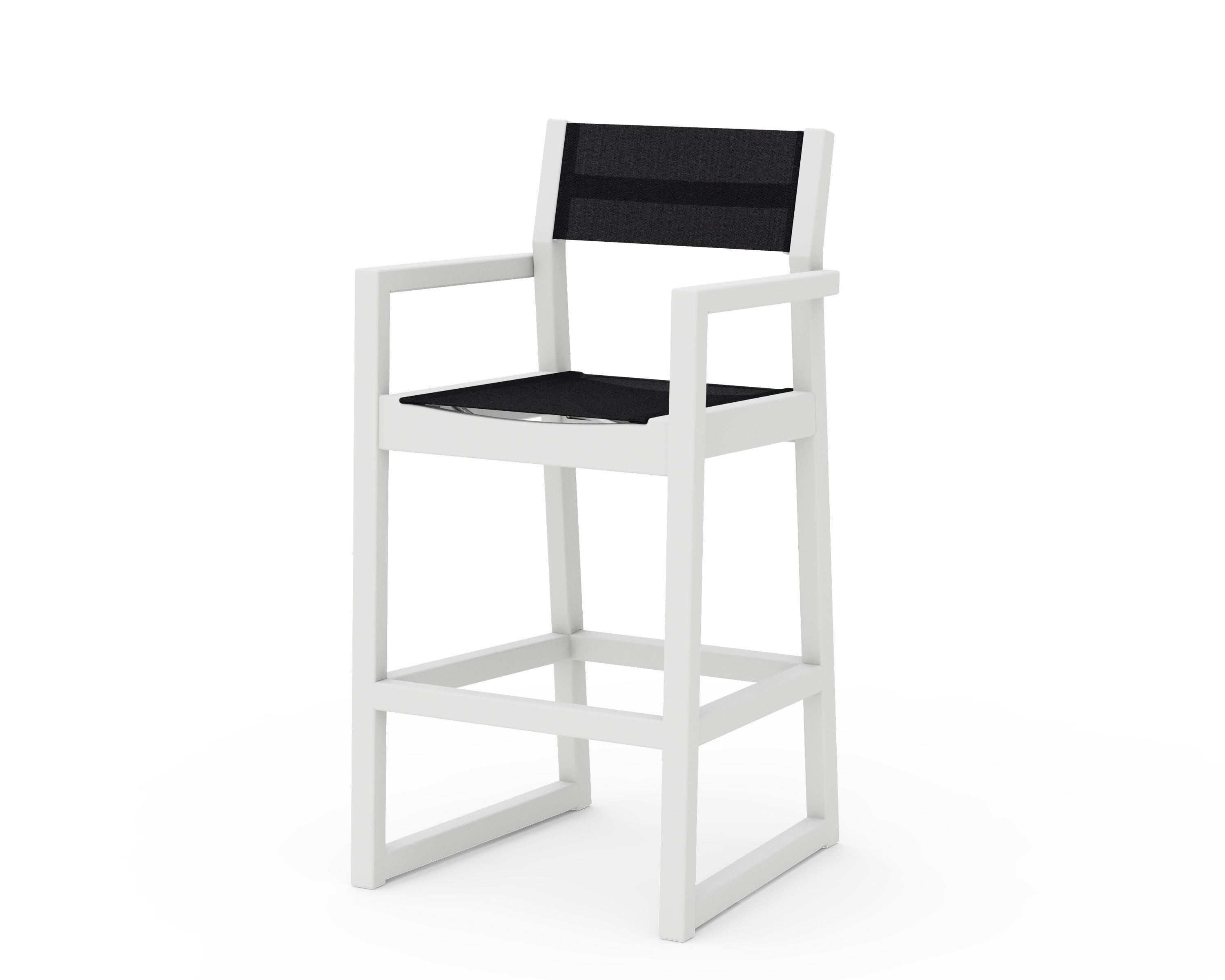 POLYWOOD® EDGE Sling Bar Arm Chair in White / Black Sling