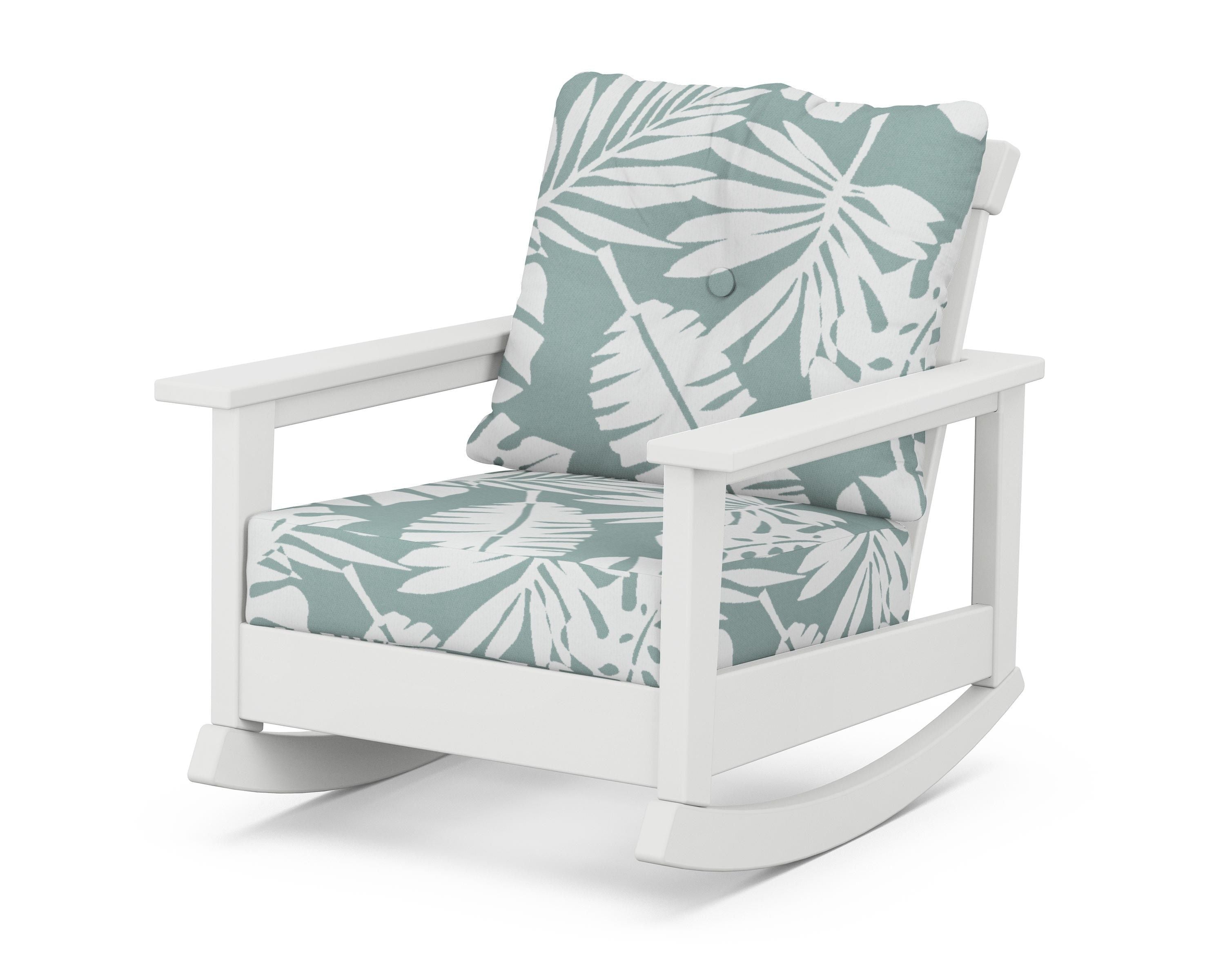 POLYWOOD® Prescott Deep Seating Rocking Chair in White / Leaf Glacier Spa