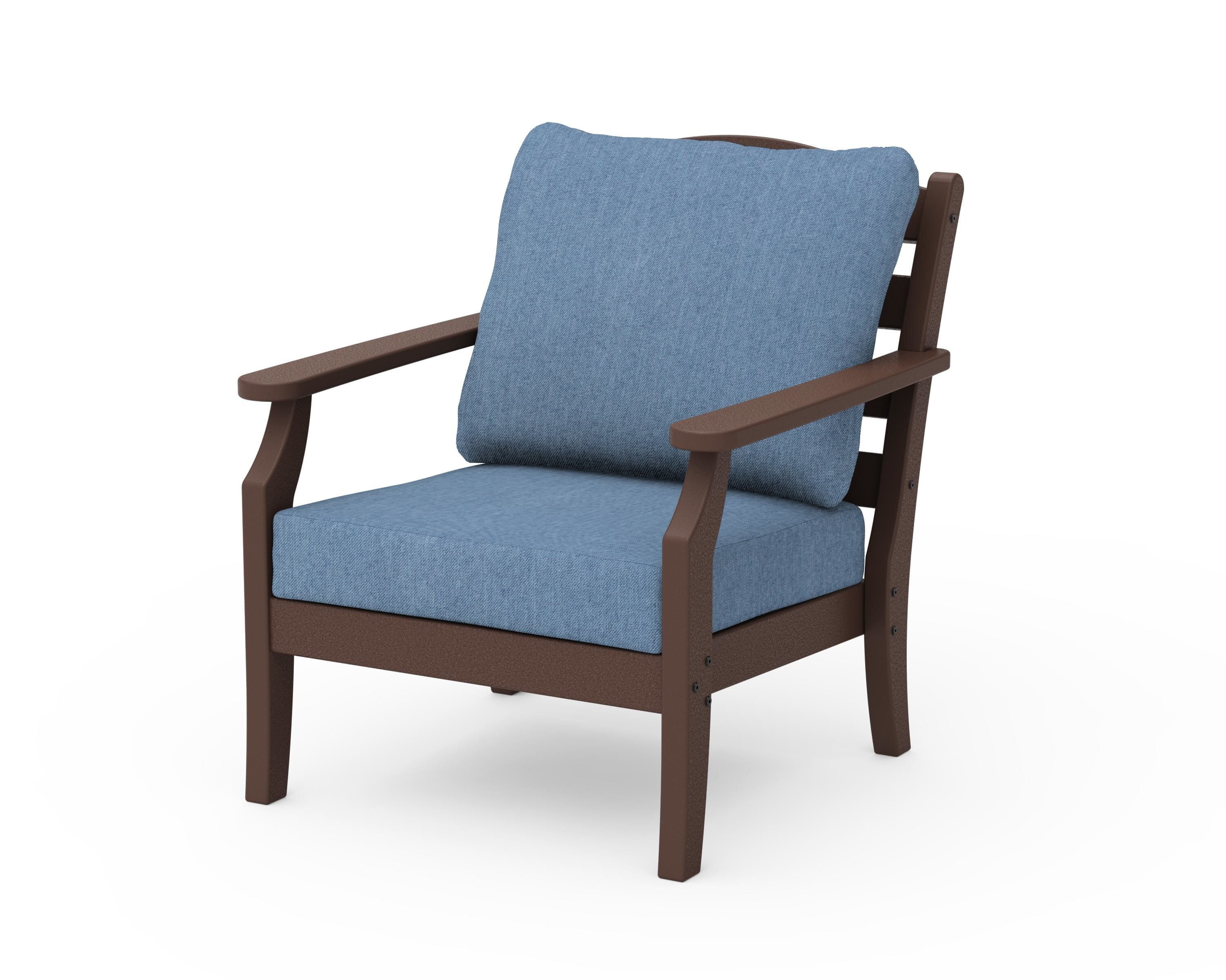 Draper James™ by POLYWOOD® Savannah Deep Seating Chair in Mahogany / Sky Blue