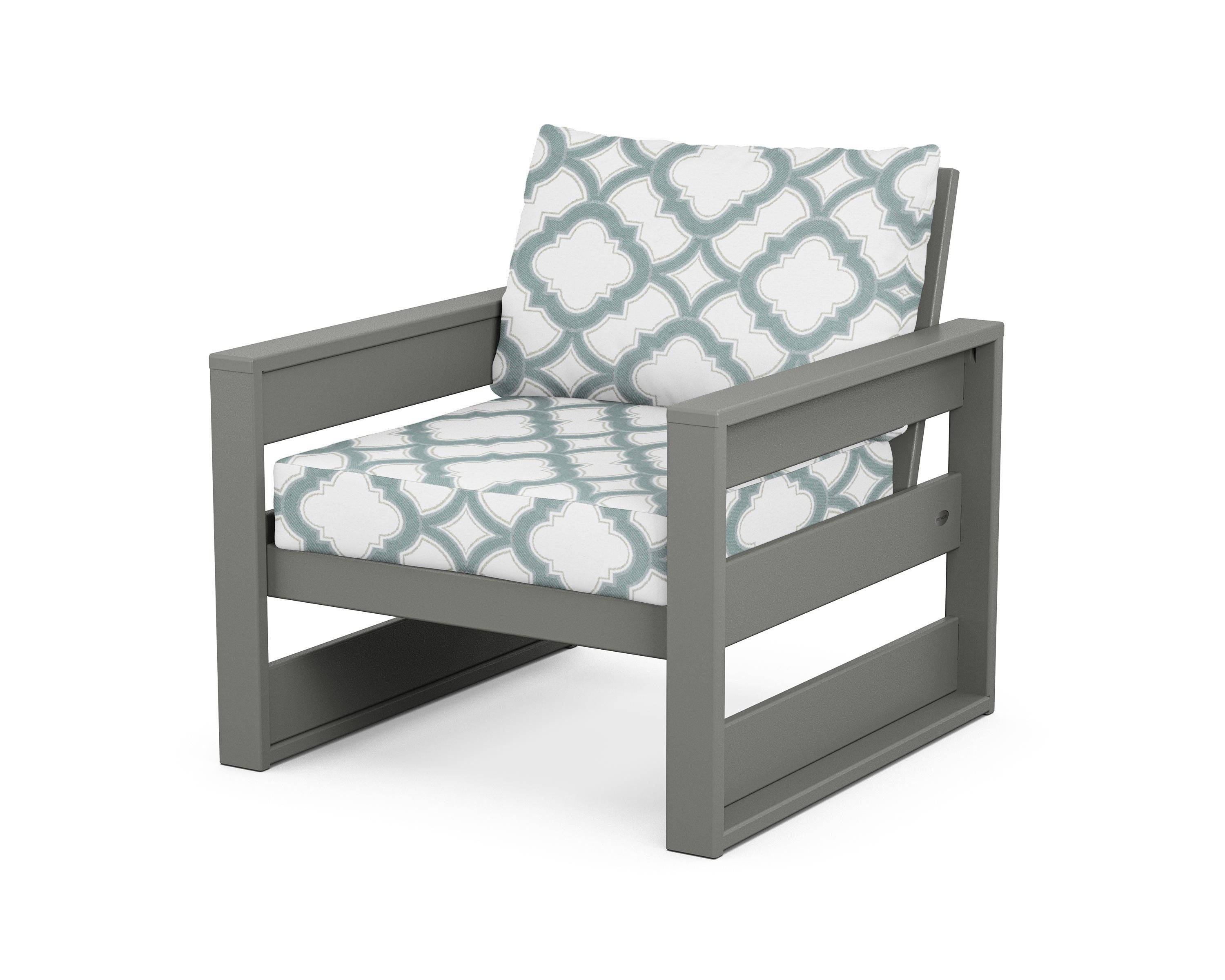 POLYWOOD® Westport Club Chair in Slate Grey / Trellis Glacier Spa
