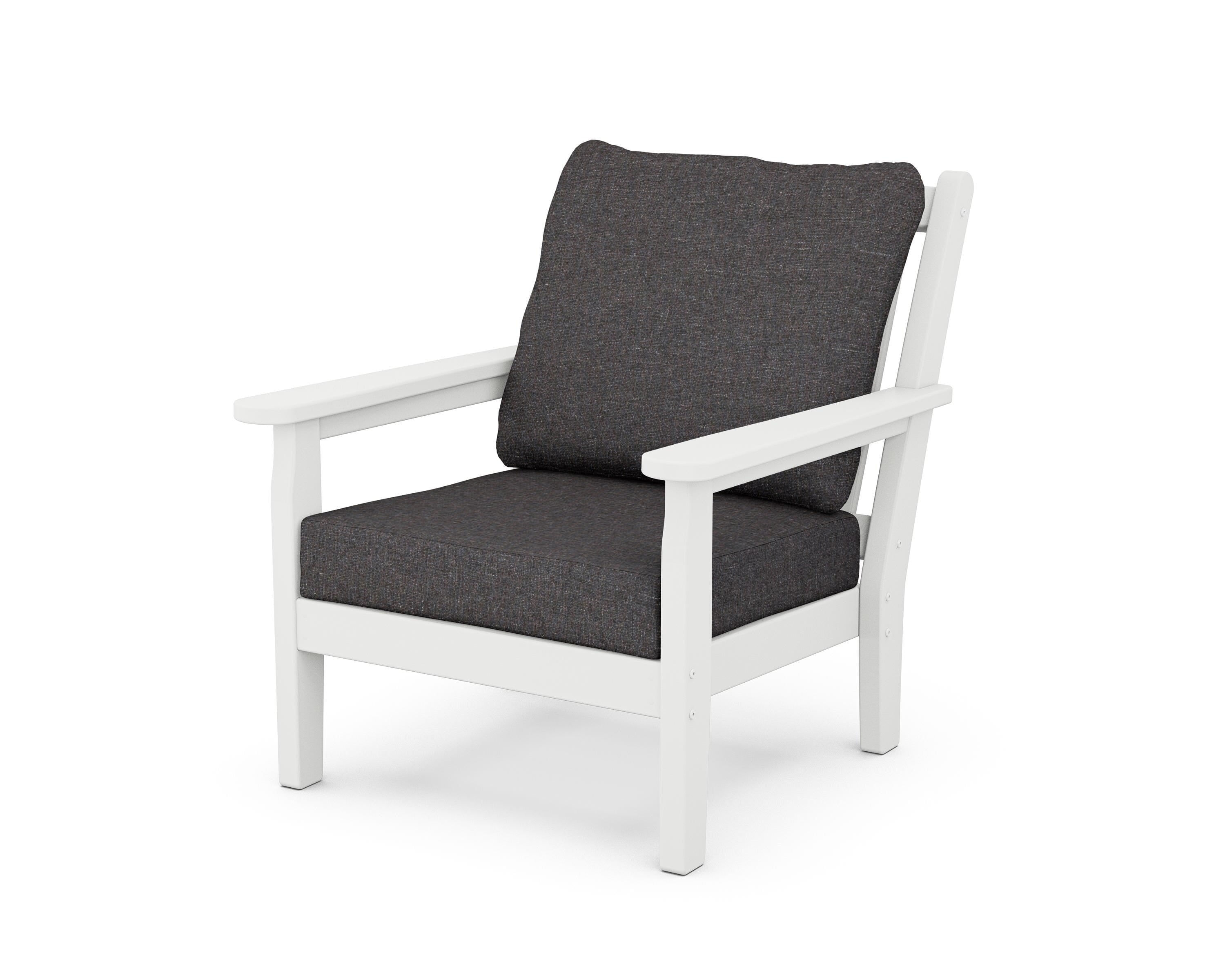 POLYWOOD® Chippendale Deep Seating Chair in White / Ash Charcoal