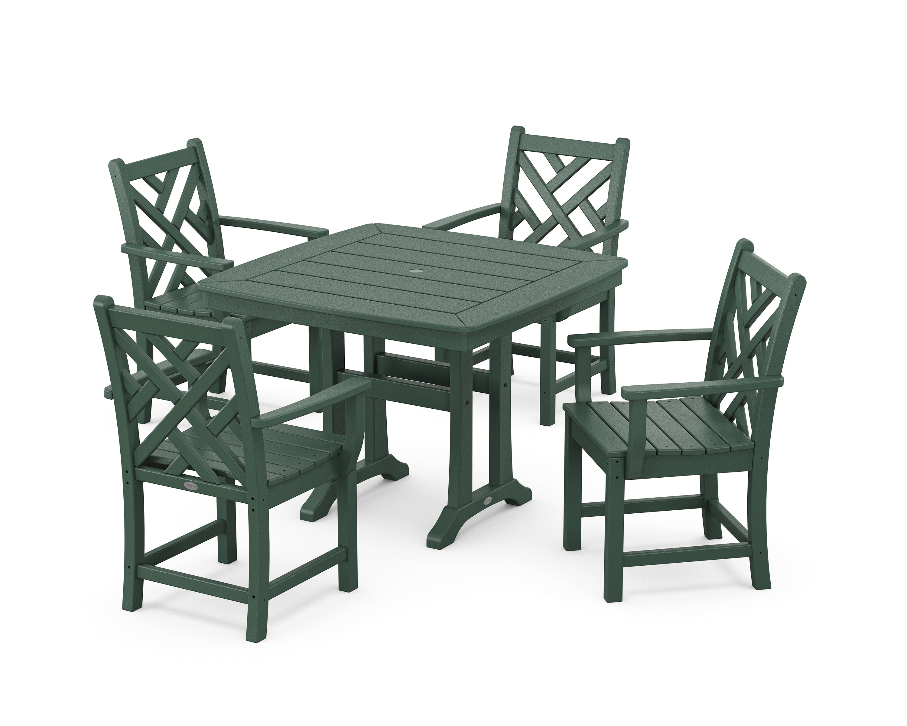 POLYWOOD® Chippendale 5-Piece Dining Set with Trestle Legs in Green