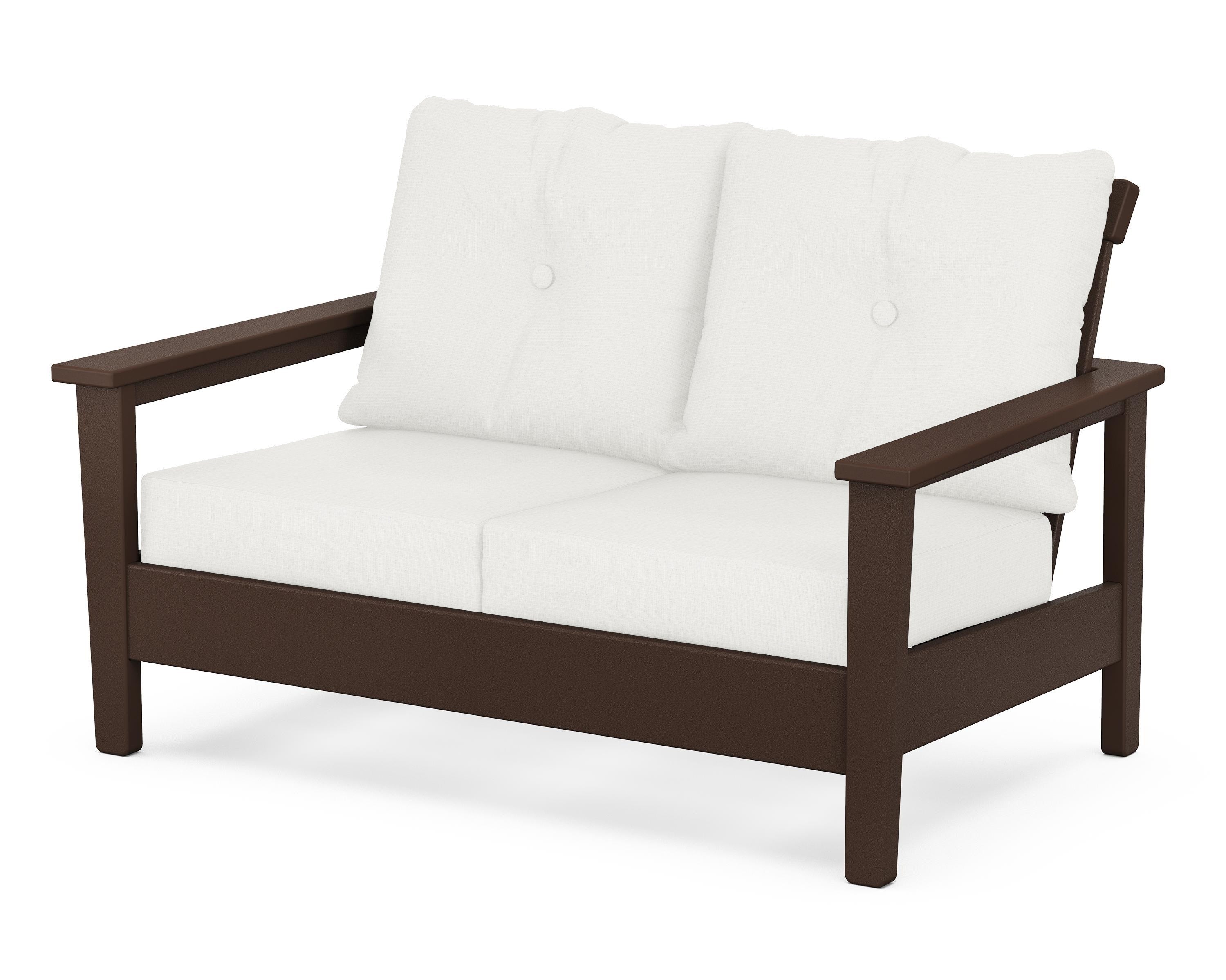 POLYWOOD® Prescott Deep Seating Loveseat in Mahogany / Natural Linen