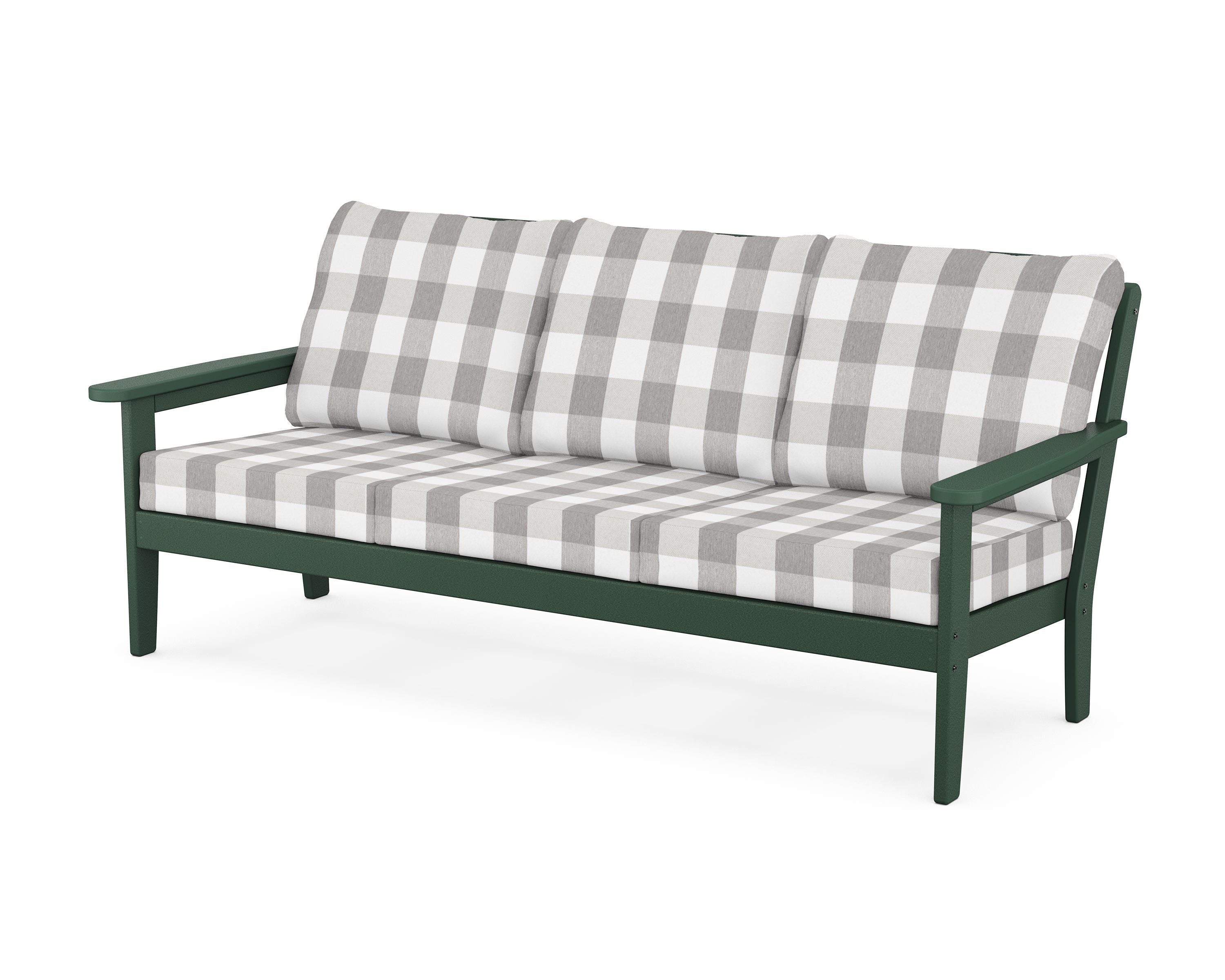 Country Living Cottage Deep Seating Sofa in Green / Buffalo Plaid Grey Mist