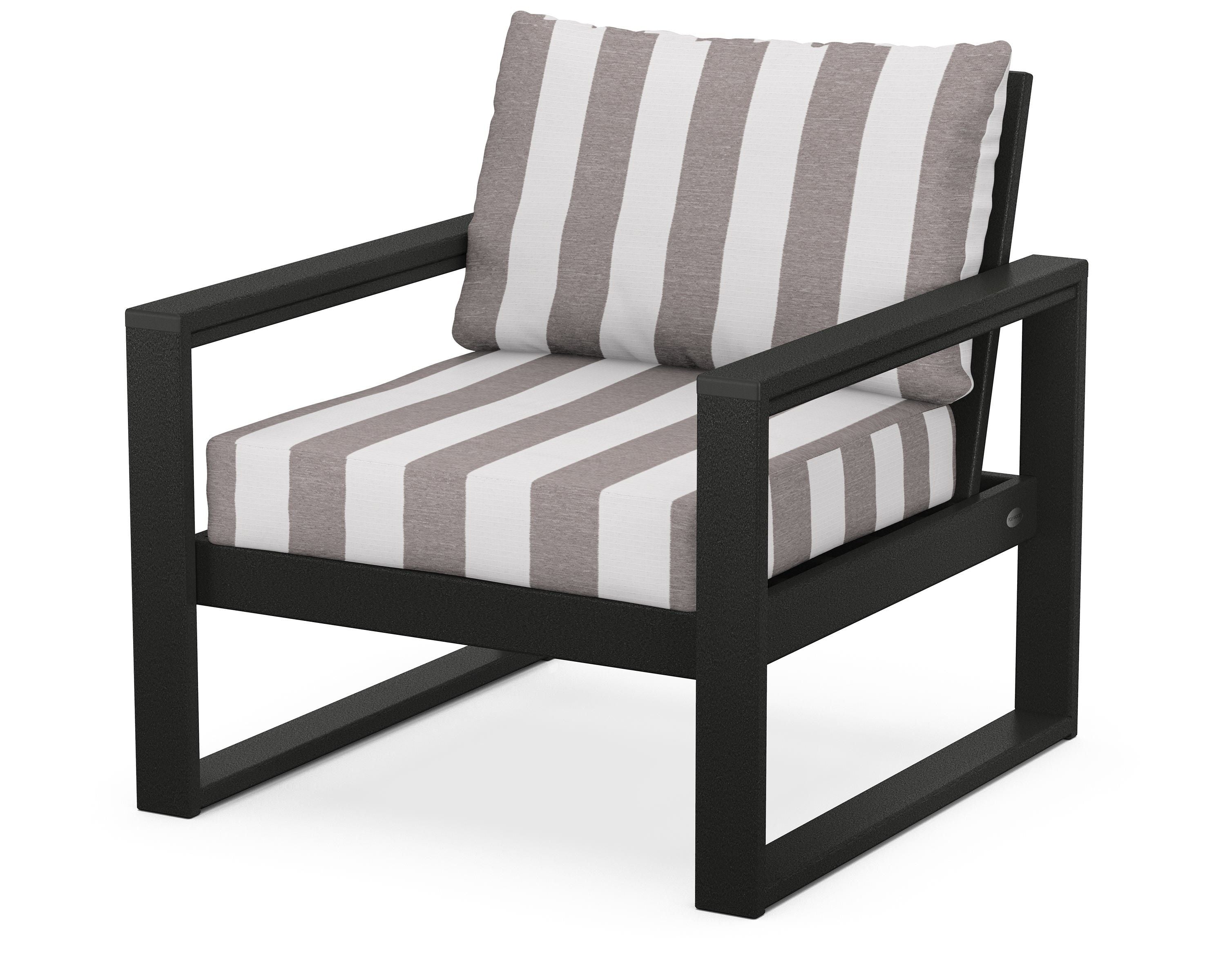 POLYWOOD® EDGE Club Chair in Black / Cabana Stripe Grey Mist