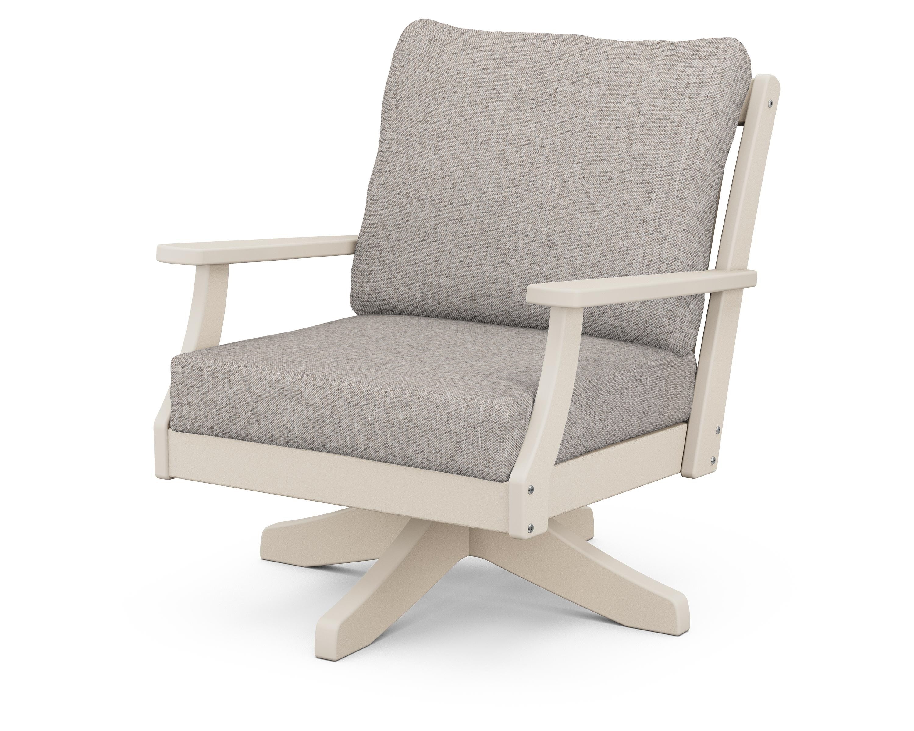 POLYWOOD® Braxton Deep Seating Swivel Chair in Sand / Weathered Tweed