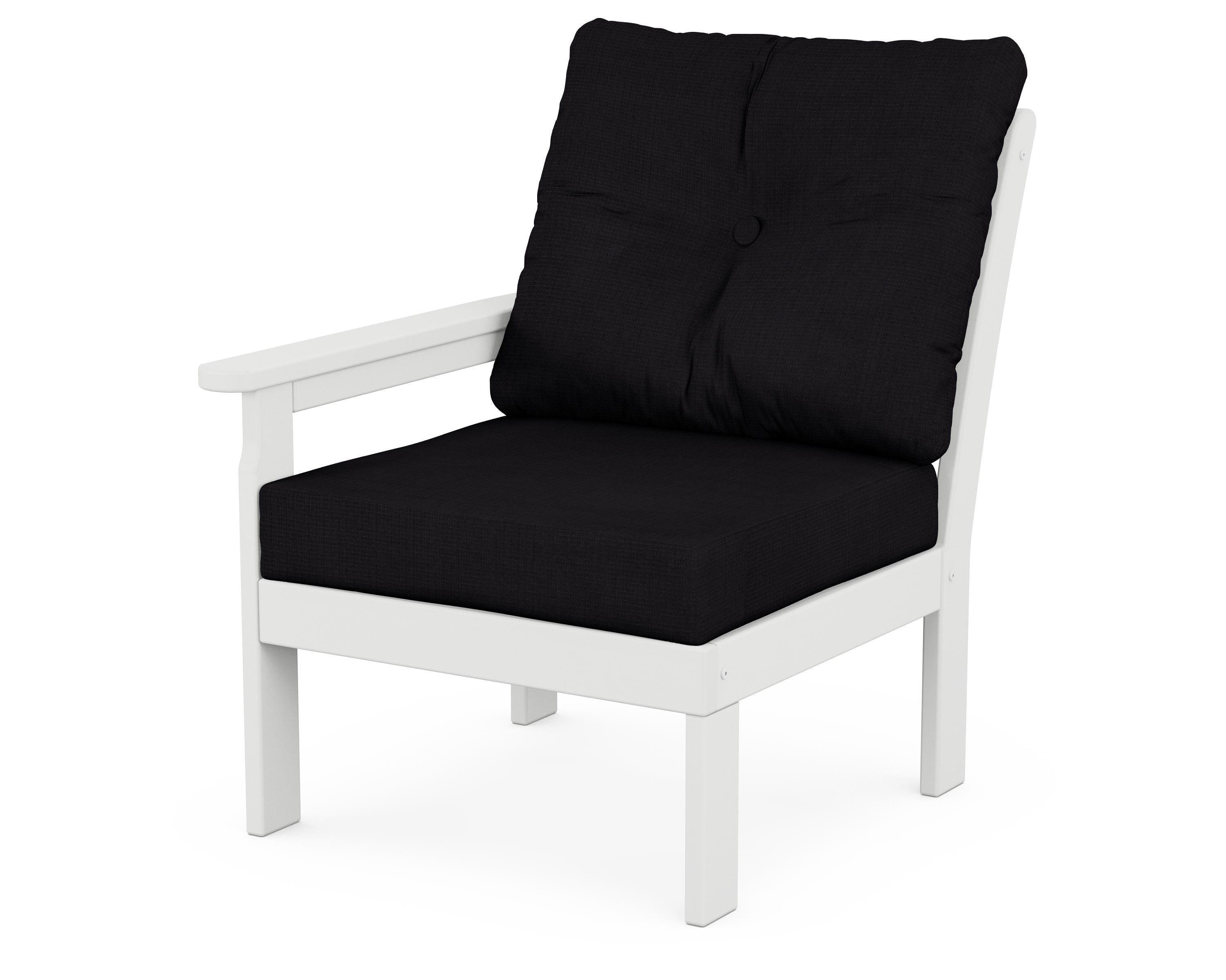 POLYWOOD® Vineyard Modular Left Arm Chair in White / Midnight Linen