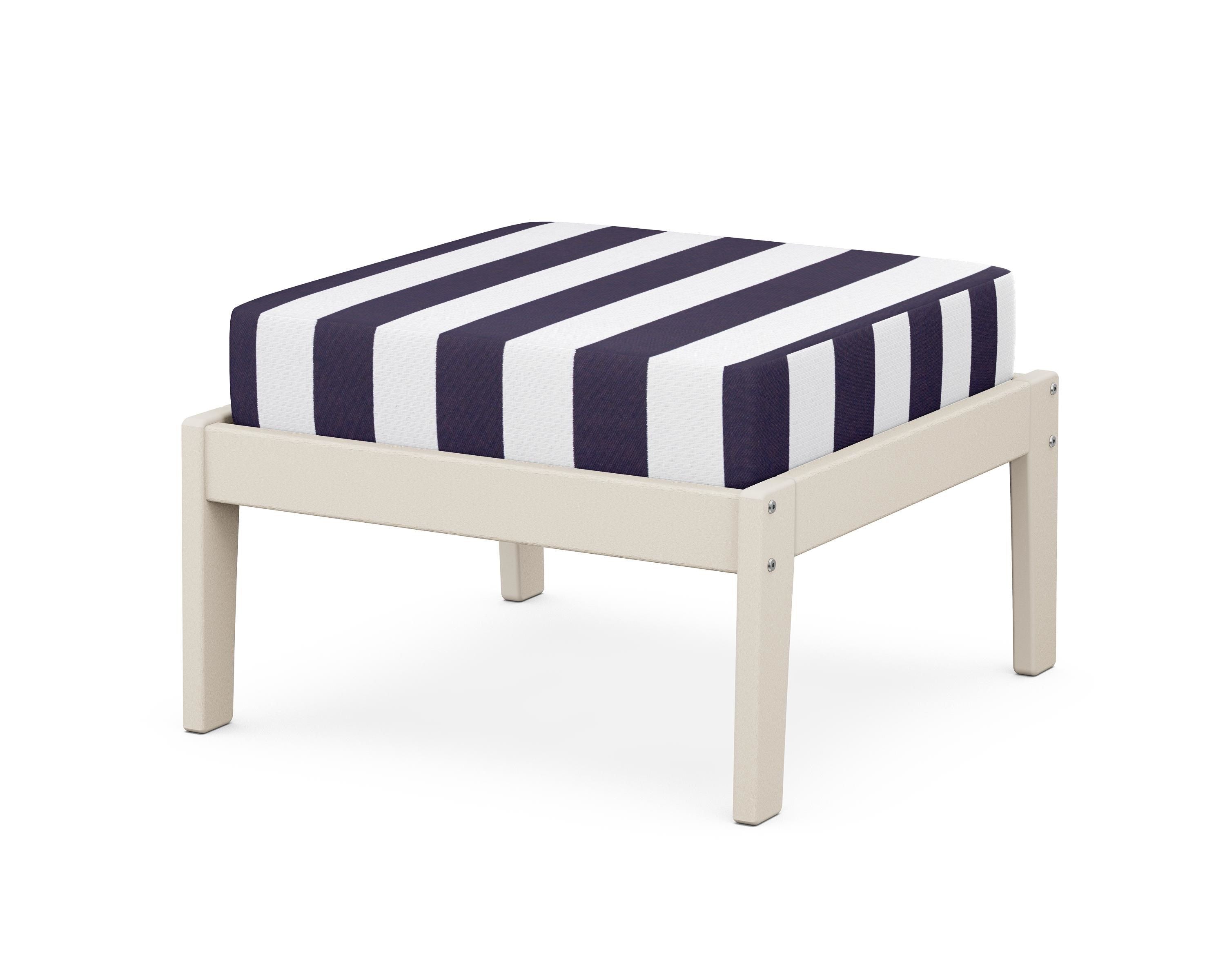 Unbranded Deep Seating Ottoman in Sand / Cabana Stripe Navy