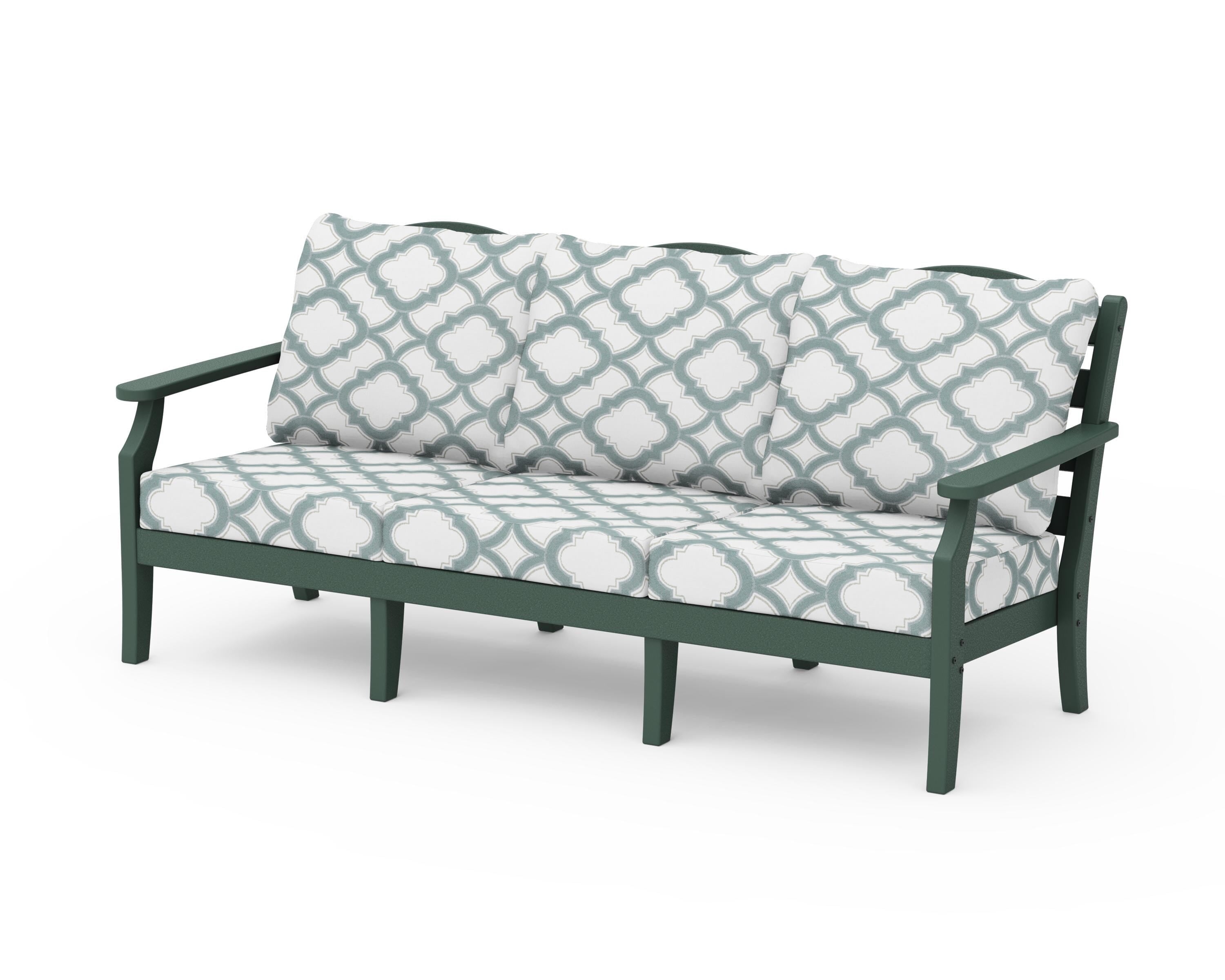 Draper James™ by POLYWOOD® Savannah Deep Seating Sofa in Green / Trellis Glacier Spa