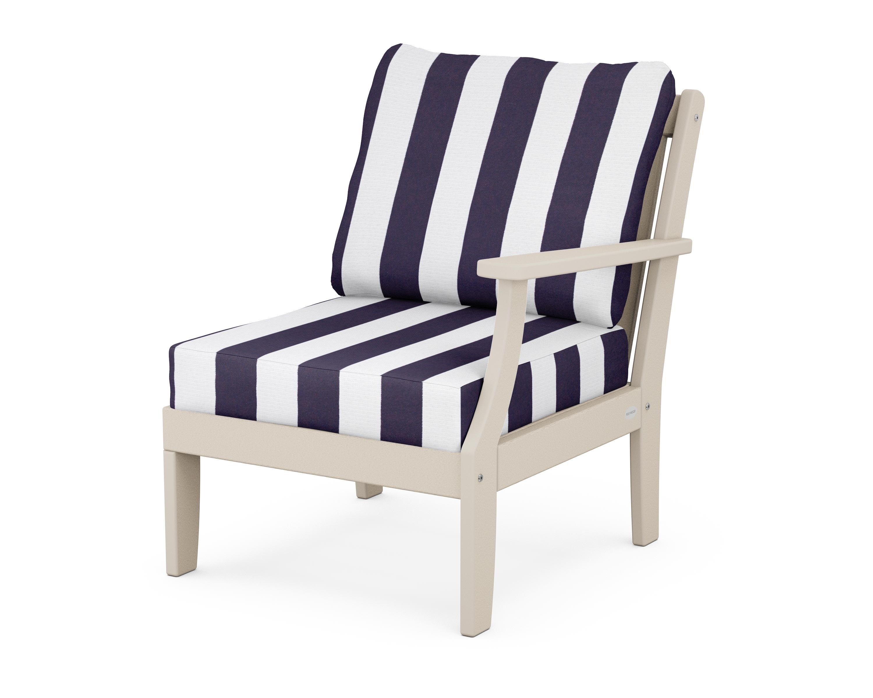 POLYWOOD® Braxton Modular Right Arm Chair in Sand / Cabana Stripe Navy