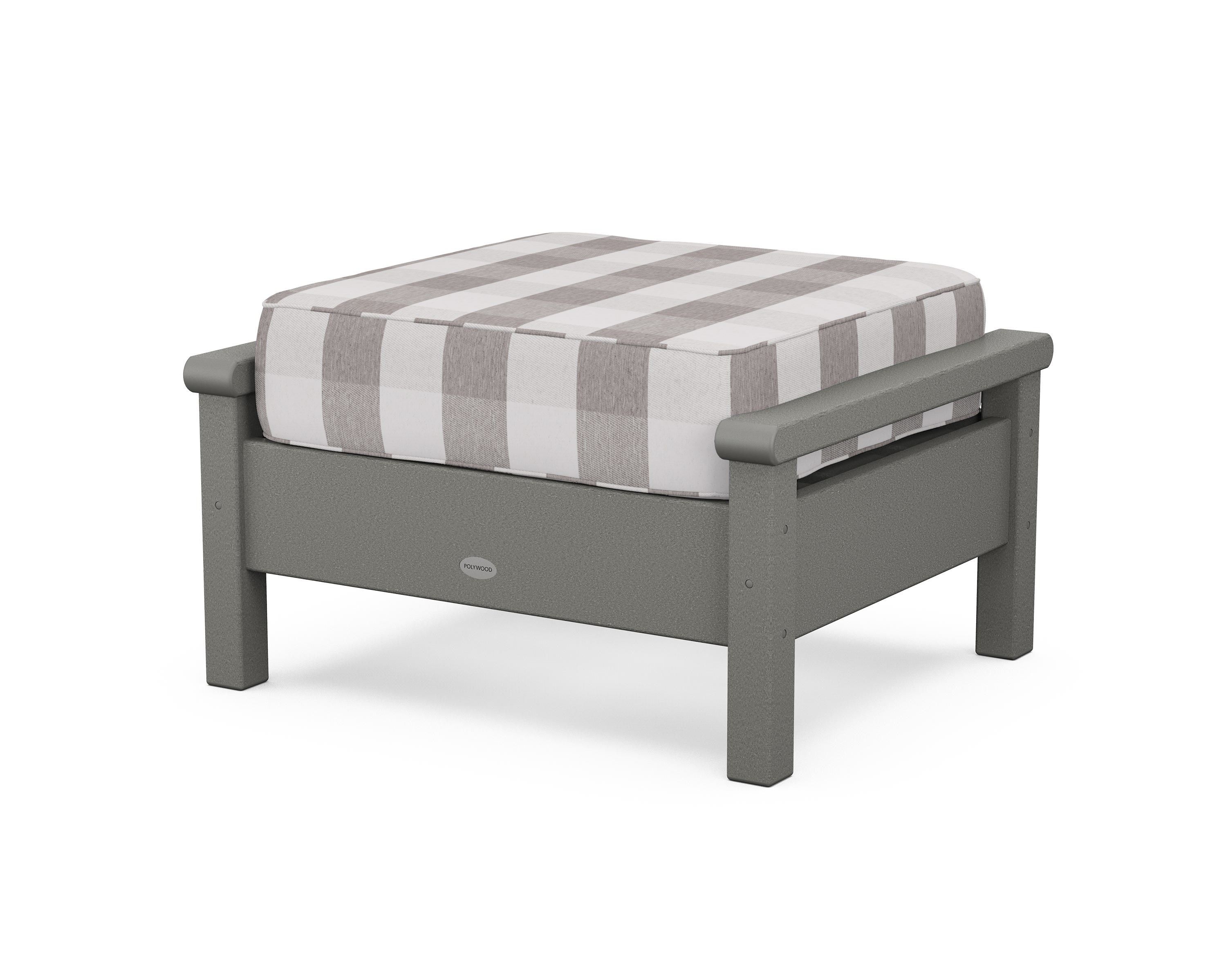 POLYWOOD® Harbour Deep Seating Ottoman in Slate Grey / Buffalo Plaid Grey Mist