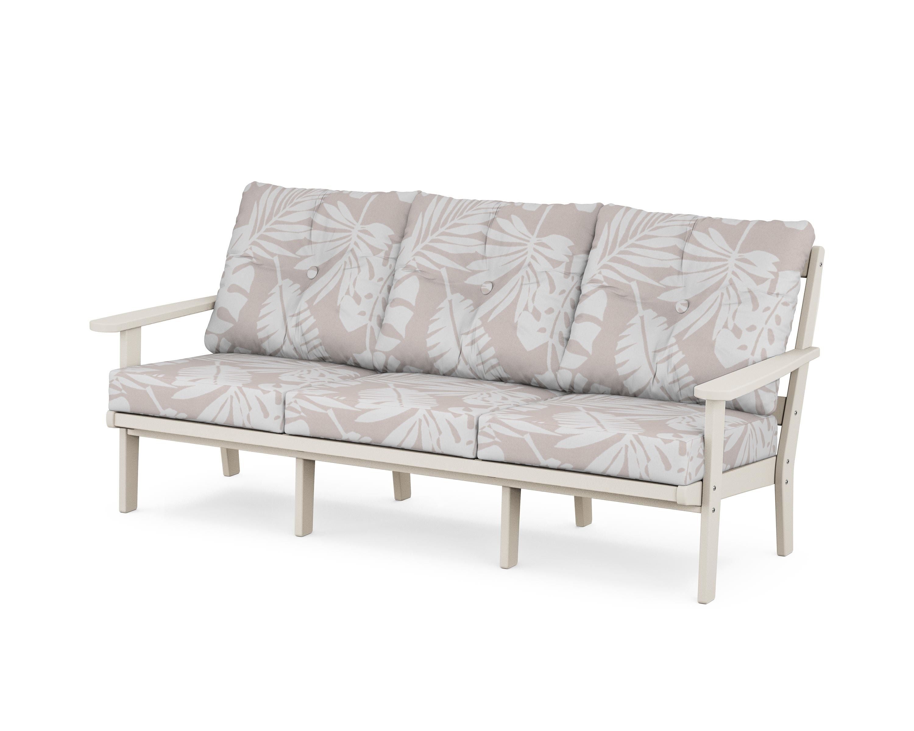 POLYWOOD® Mission Deep Seating Sofa in Sand / Leaf Dune Burlap
