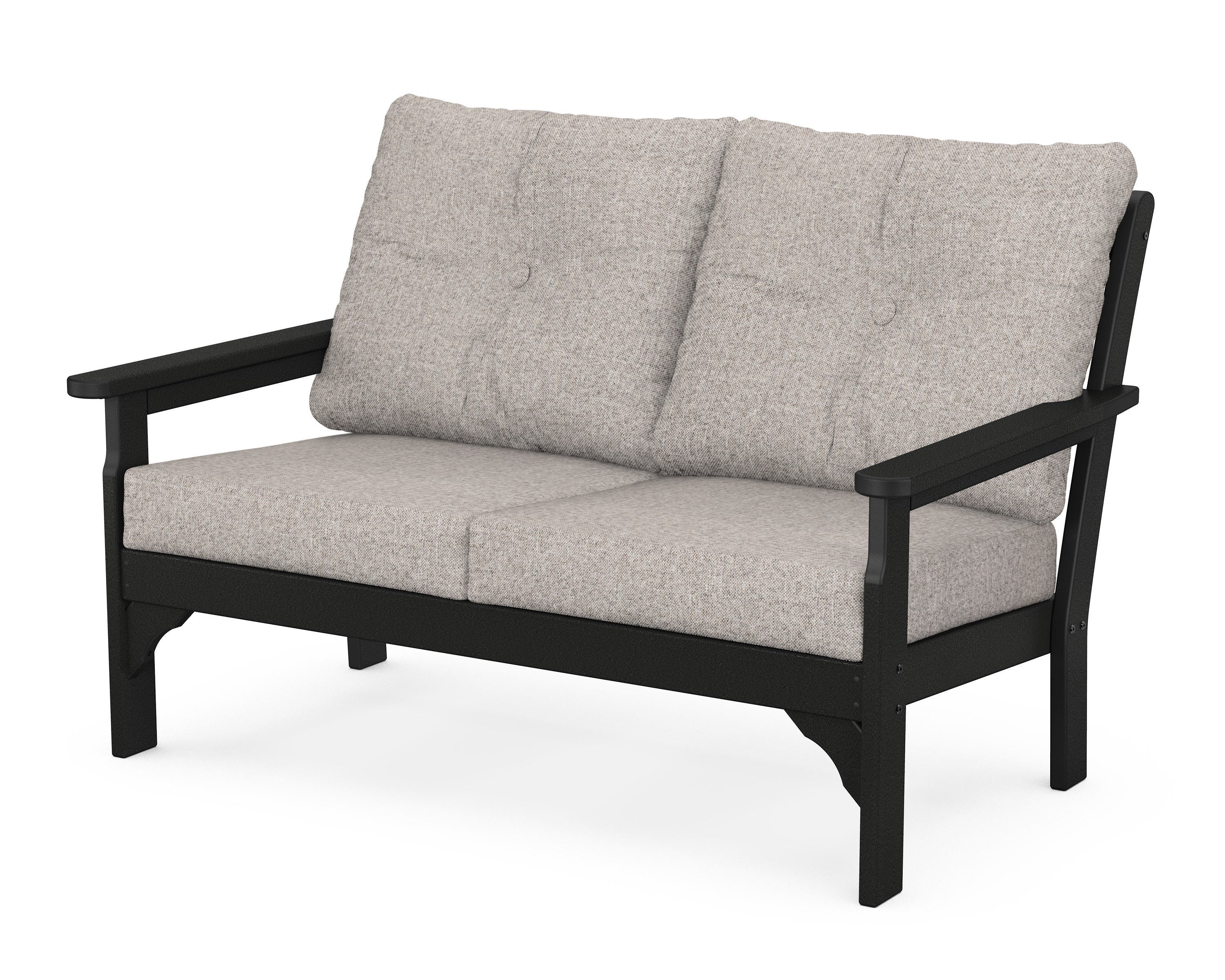 POLYWOOD® Vineyard Deep Seating Loveseat in Black / Weathered Tweed