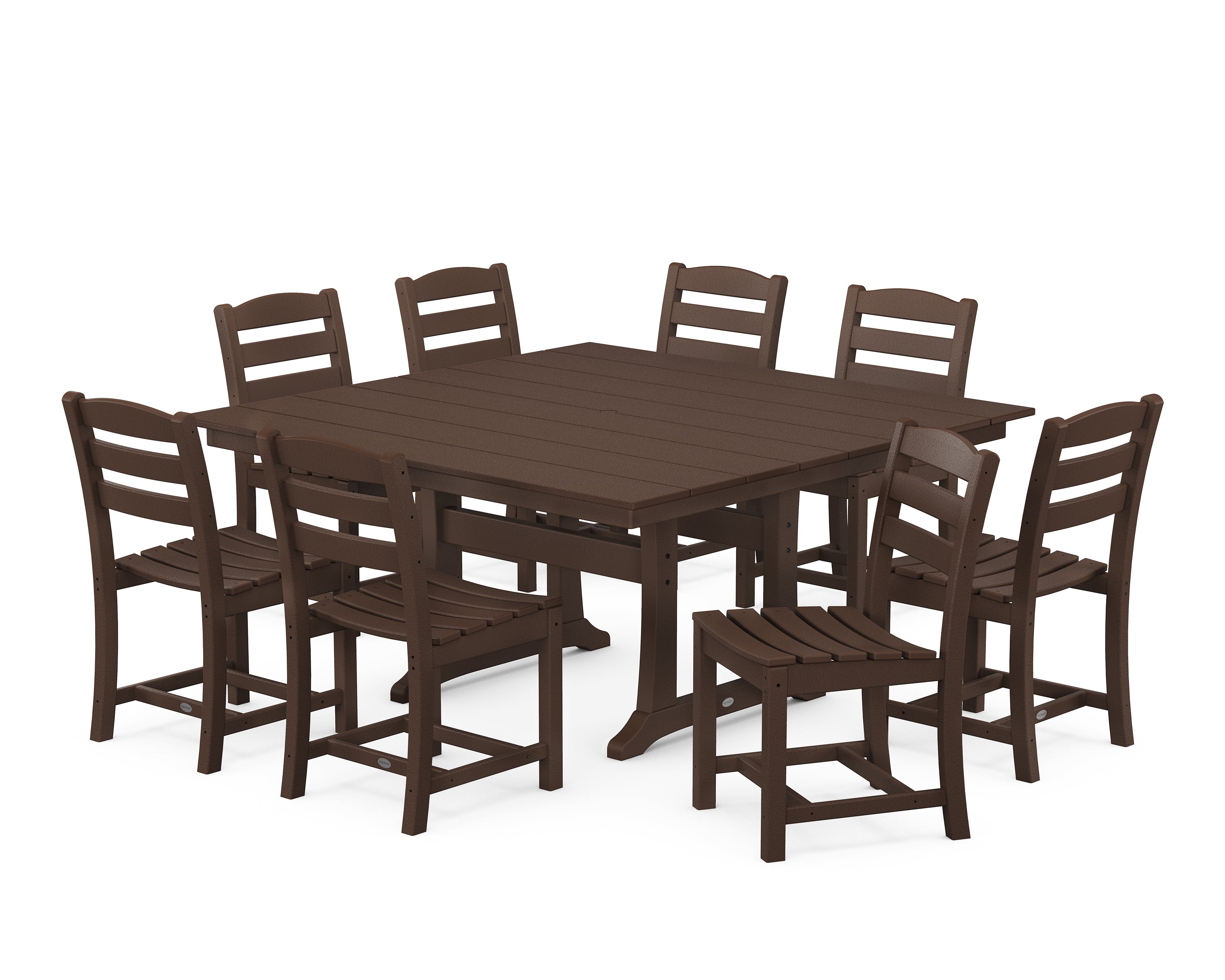 POLYWOOD® La Casa Café 9-Piece Farmhouse Trestle Dining Set in Mahogany