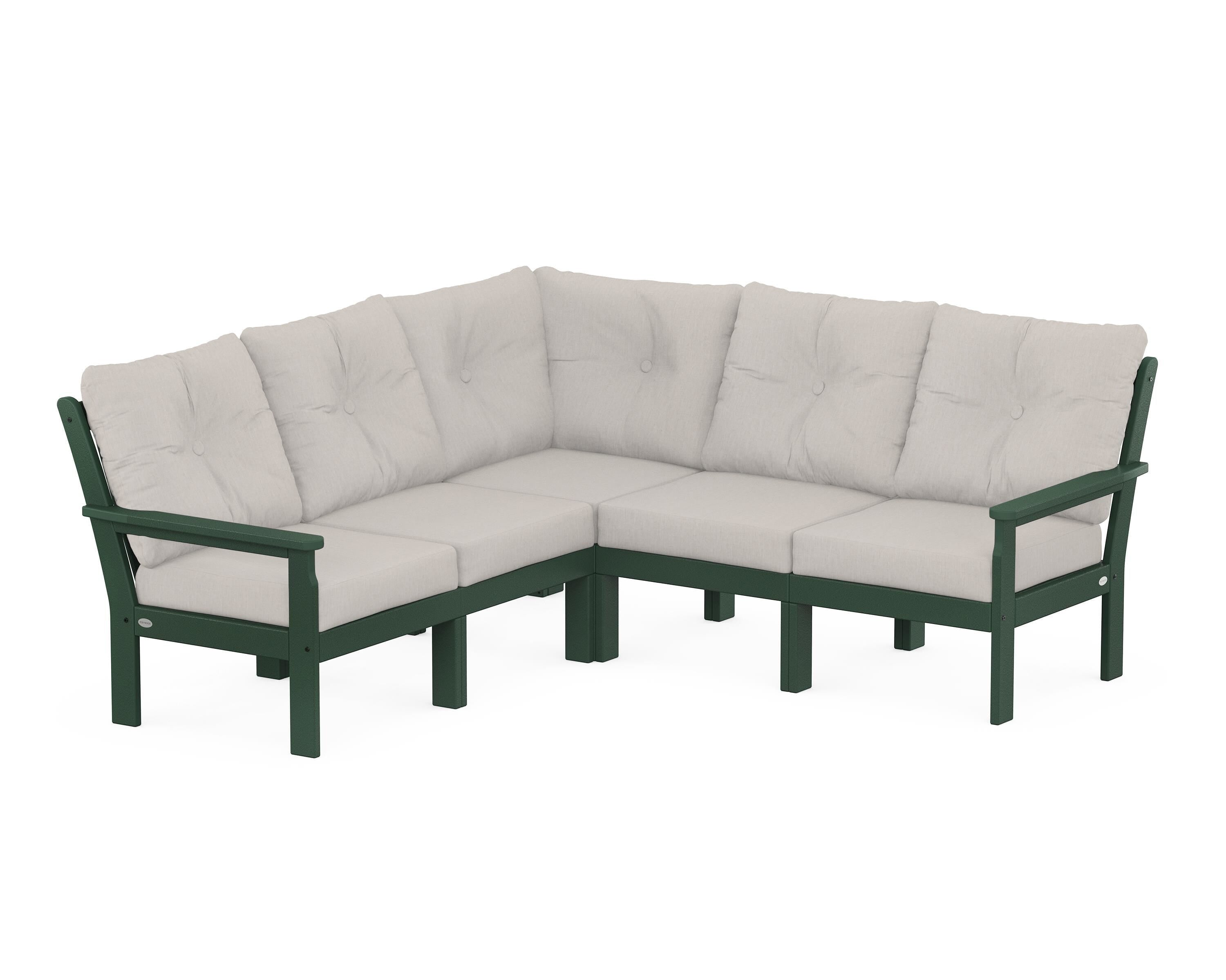 POLYWOOD® Vineyard 5-Piece Sectional in Green / Cast Ash