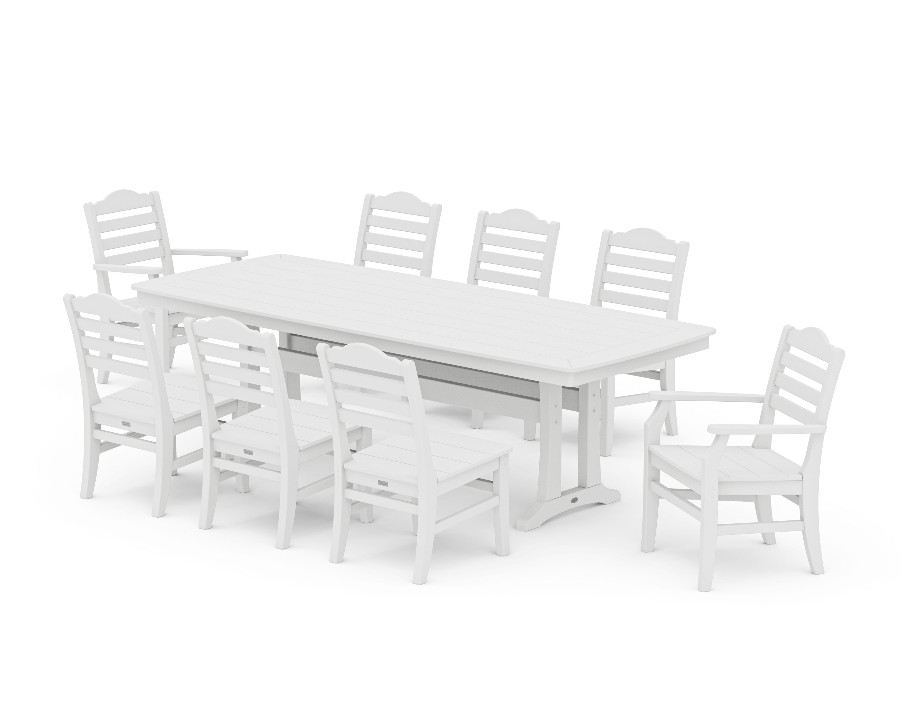 POLYWOOD® Savannah 9-Piece Dining Set with Trestle Legs in White