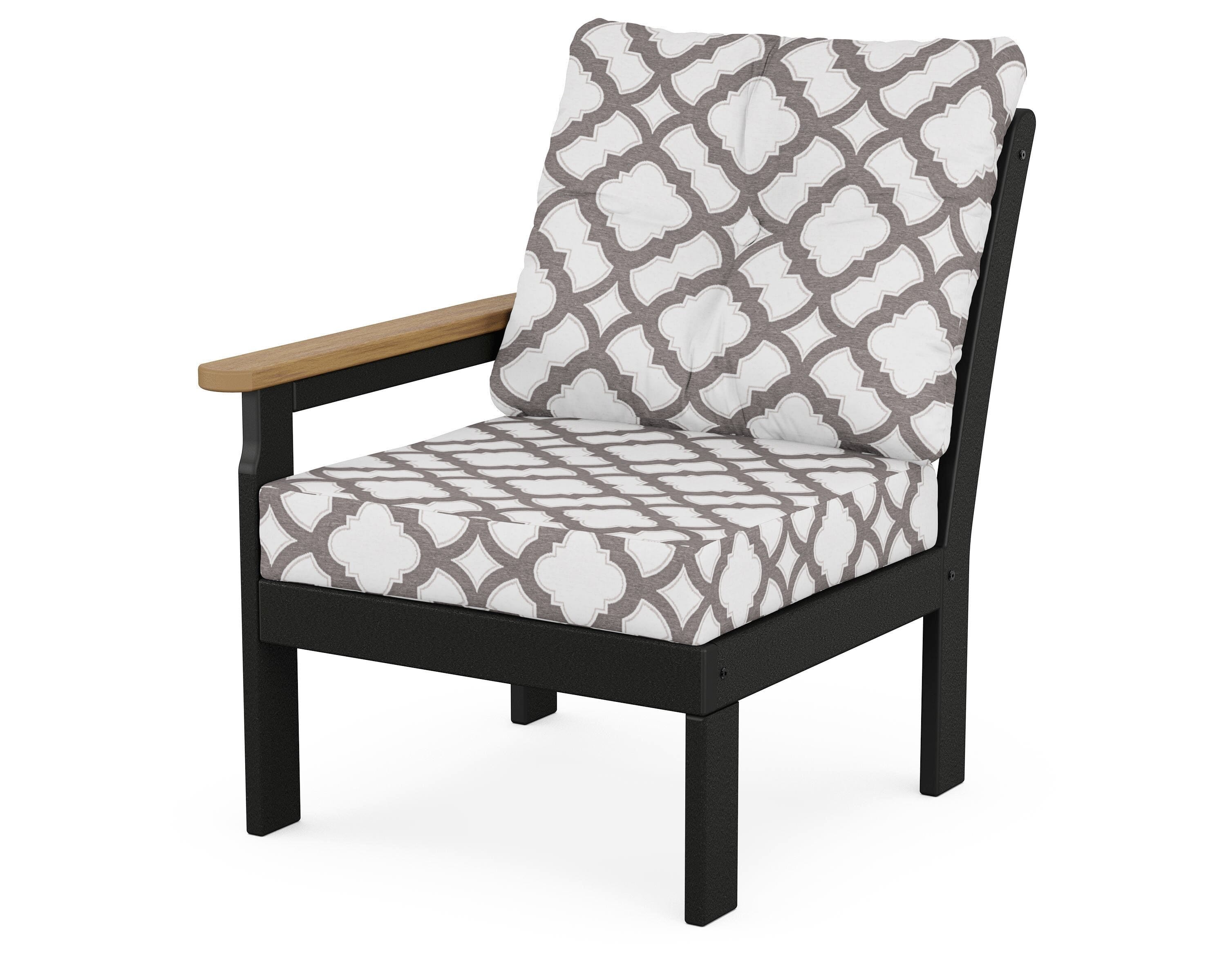 POLYWOOD® Vineyard Modular Left Arm Chair in Black / Natural / Trellis Grey Mist