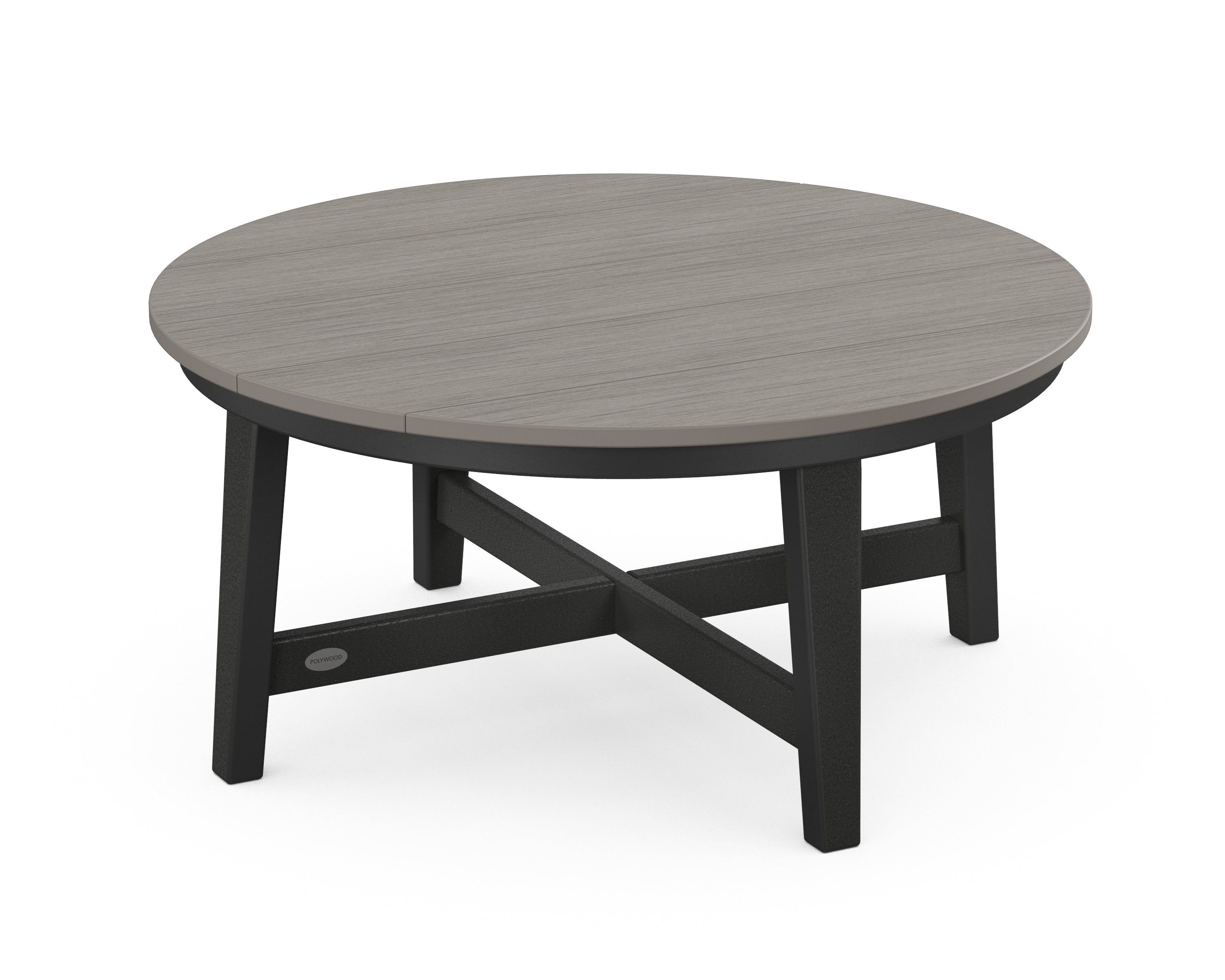 POLYWOOD® Newport 36" Round Coffee Table in Black / Driftwood