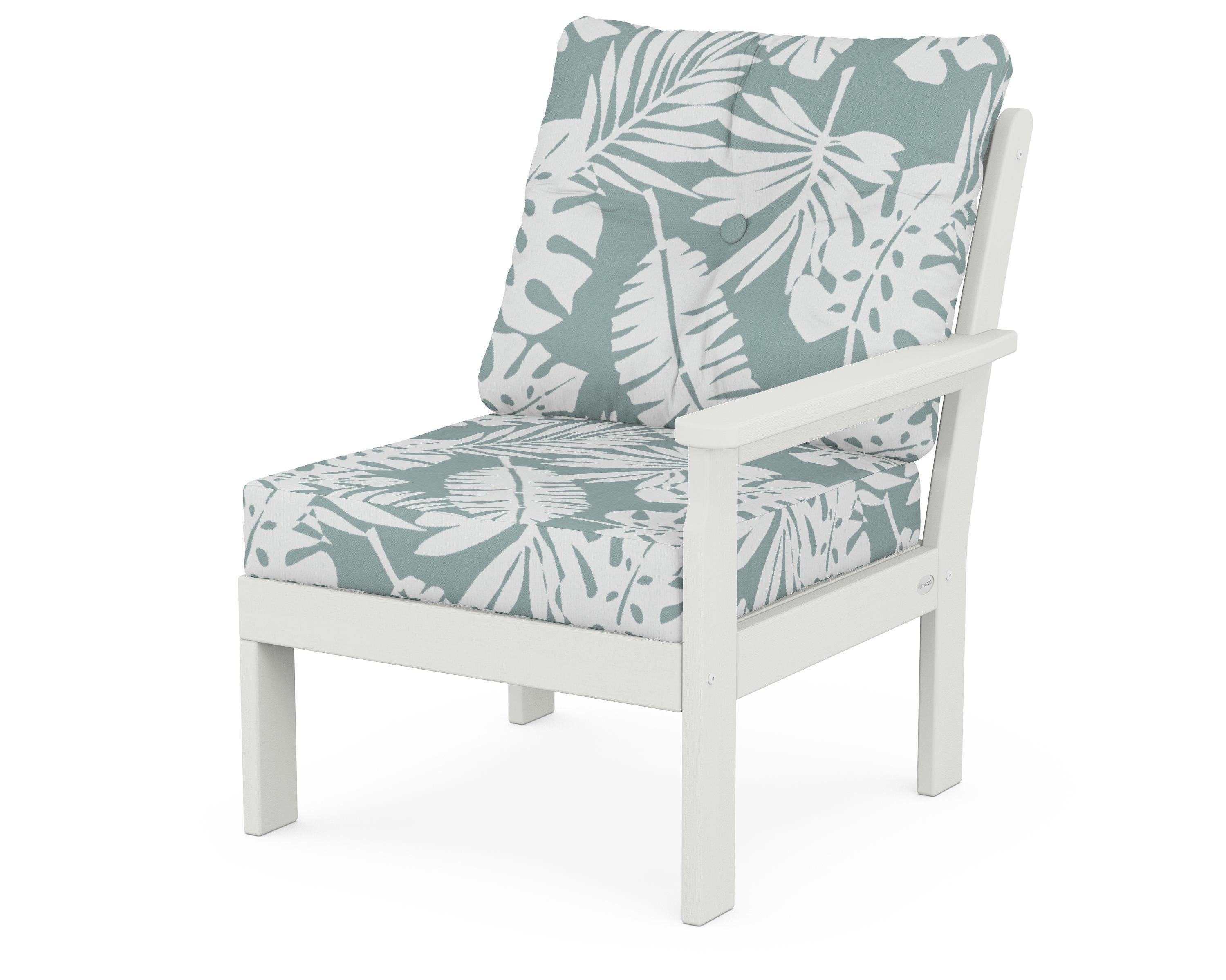 POLYWOOD® Vineyard Modular Right Arm Chair in Vintage White / Leaf Glacier Spa