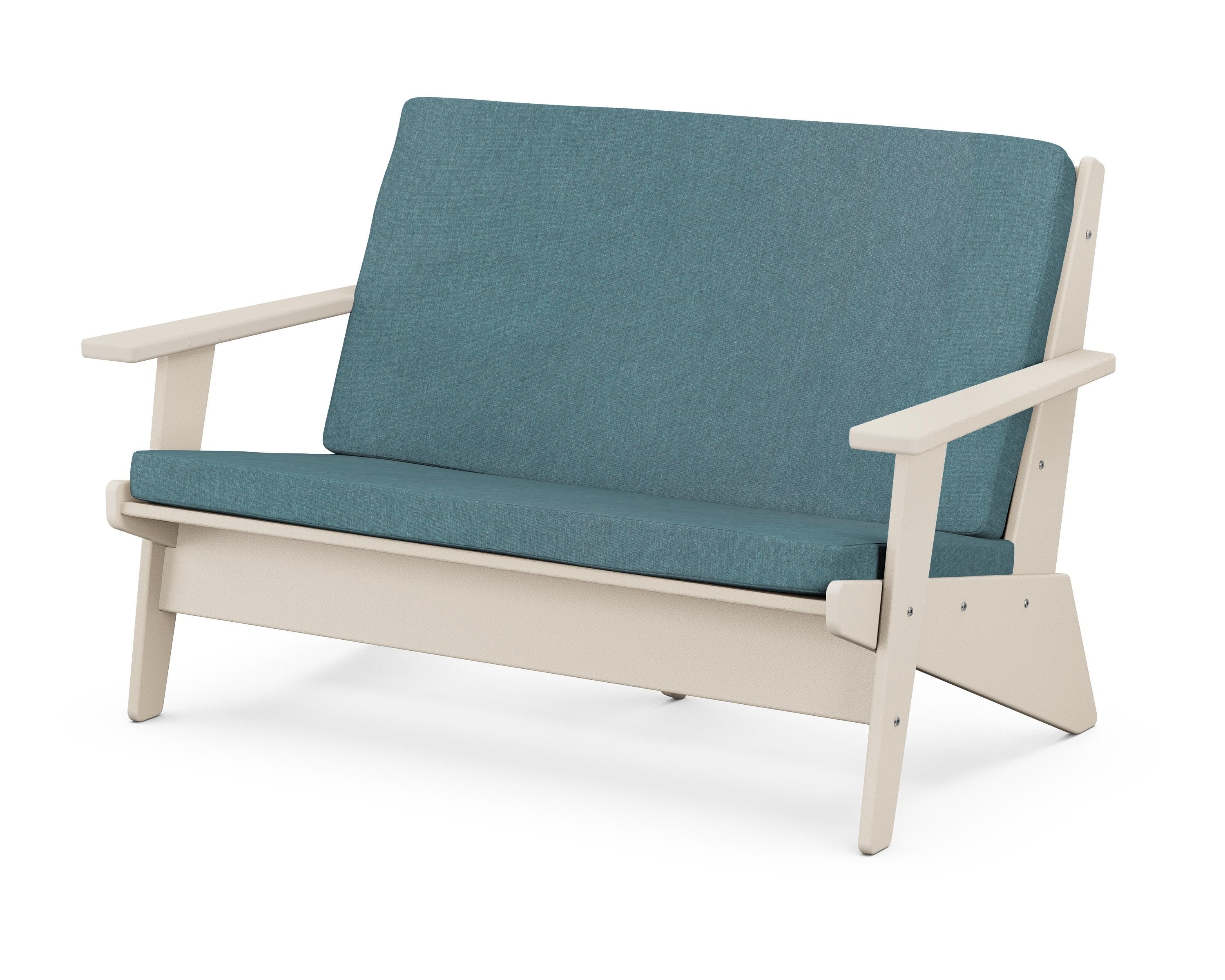 POLYWOOD® Riviera Modern Lounge Loveseat in Sand / Ocean Teal