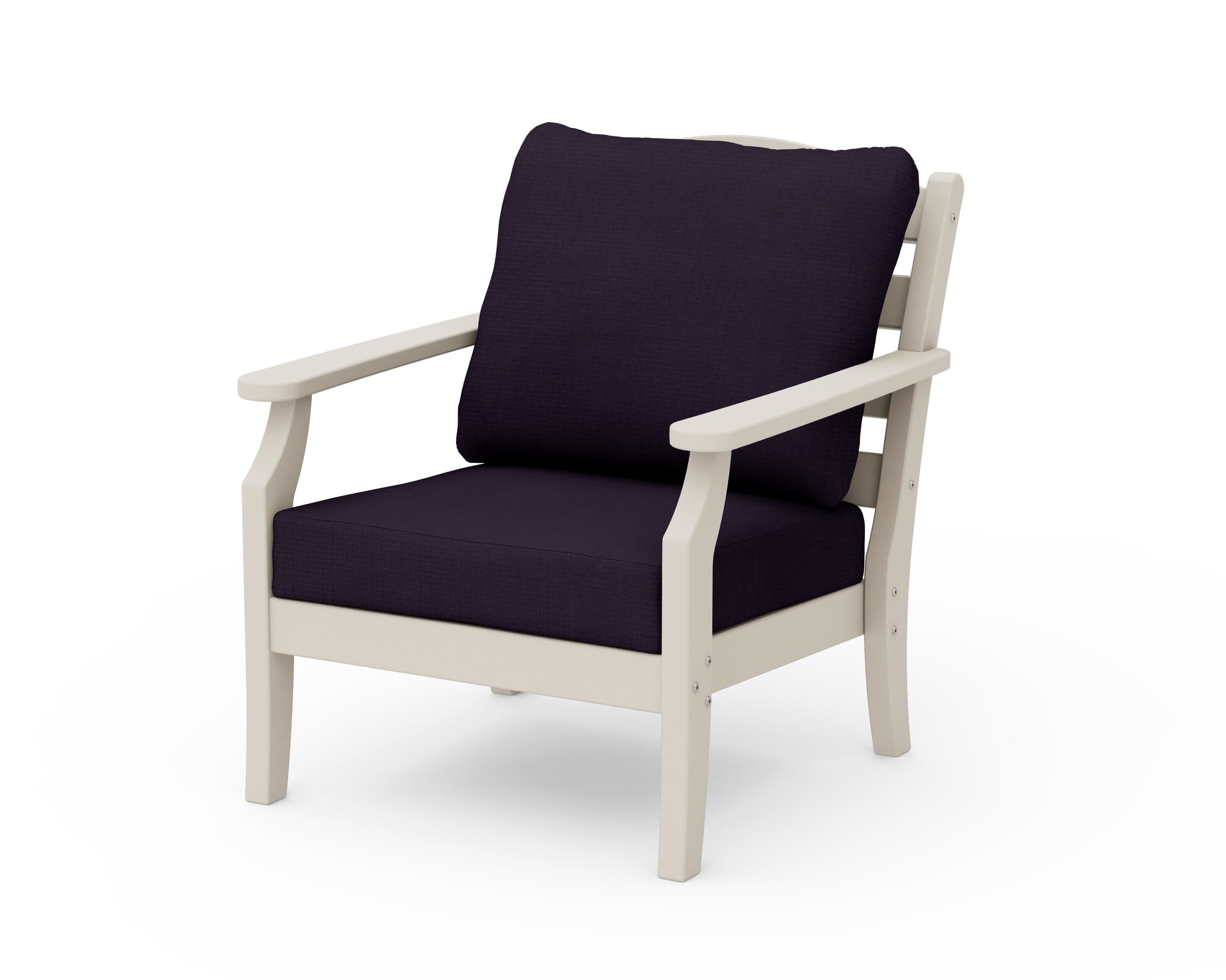 Draper James™ by POLYWOOD® Savannah Deep Seating Chair in Sand / Navy Linen