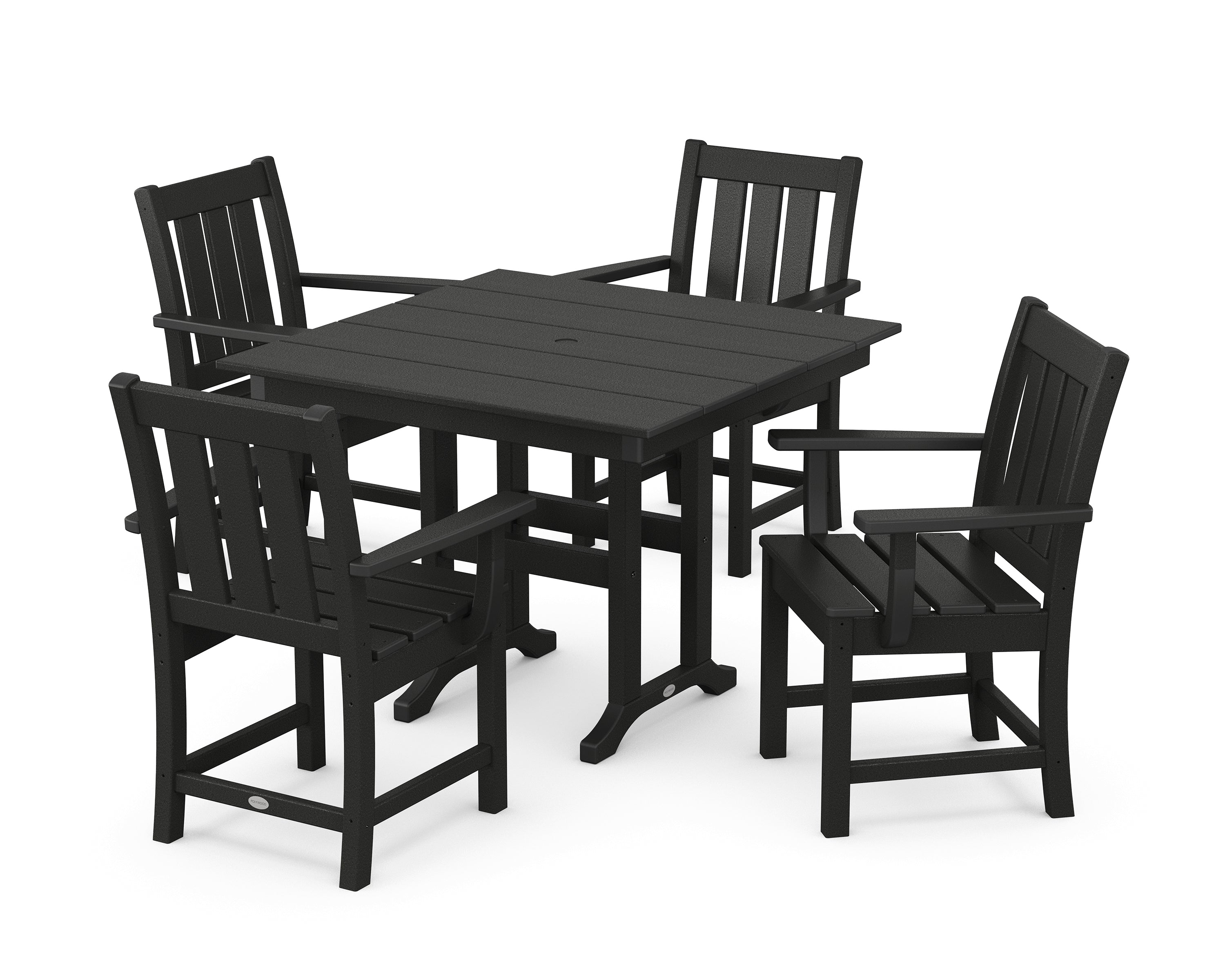 POLYWOOD® Oxford 5-Piece Farmhouse Dining Set in Black