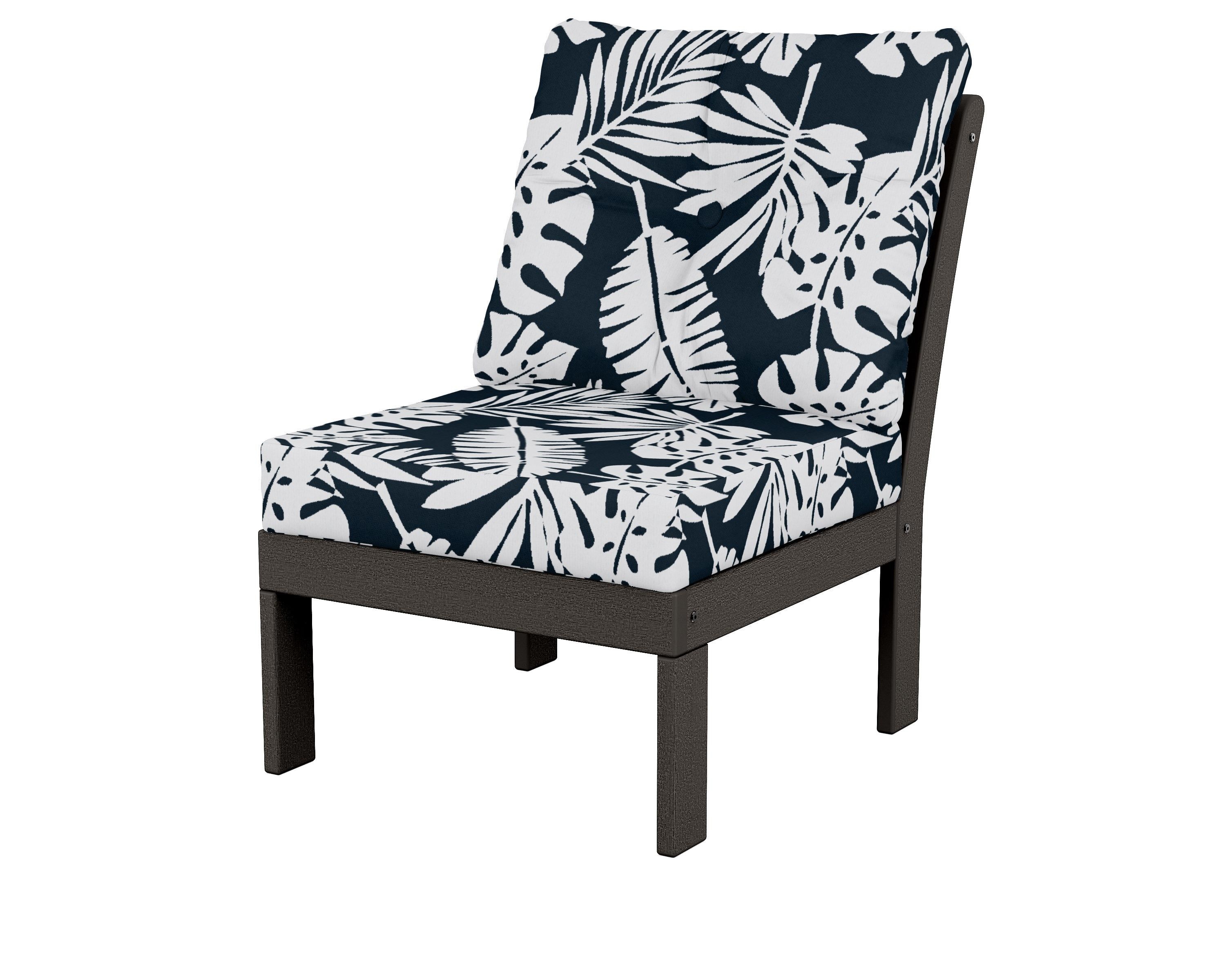 POLYWOOD® Vineyard Modular Armless Chair in Vintage Coffee / Leaf Marine Indigo