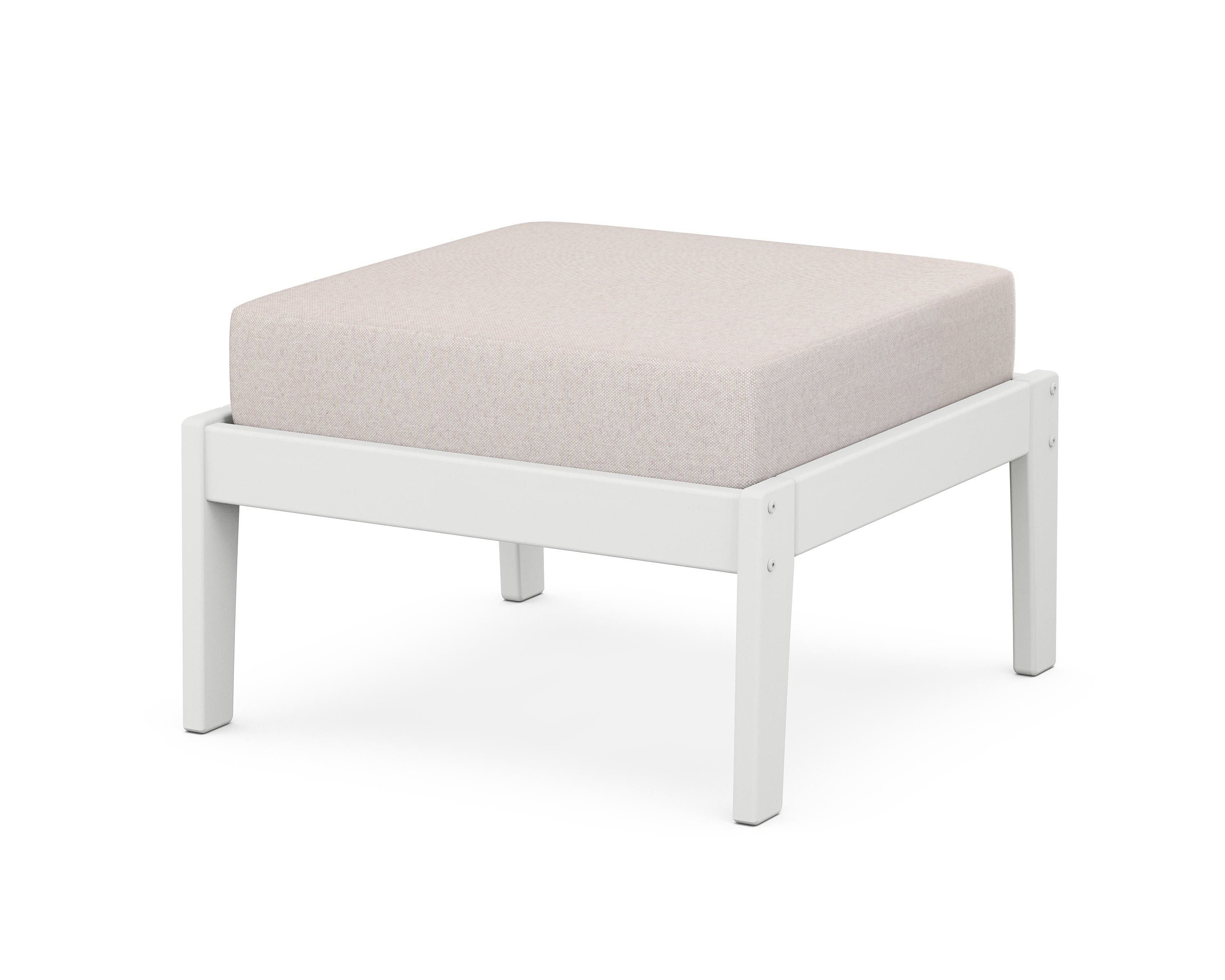 Unbranded Deep Seating Ottoman in White / Dune Burlap