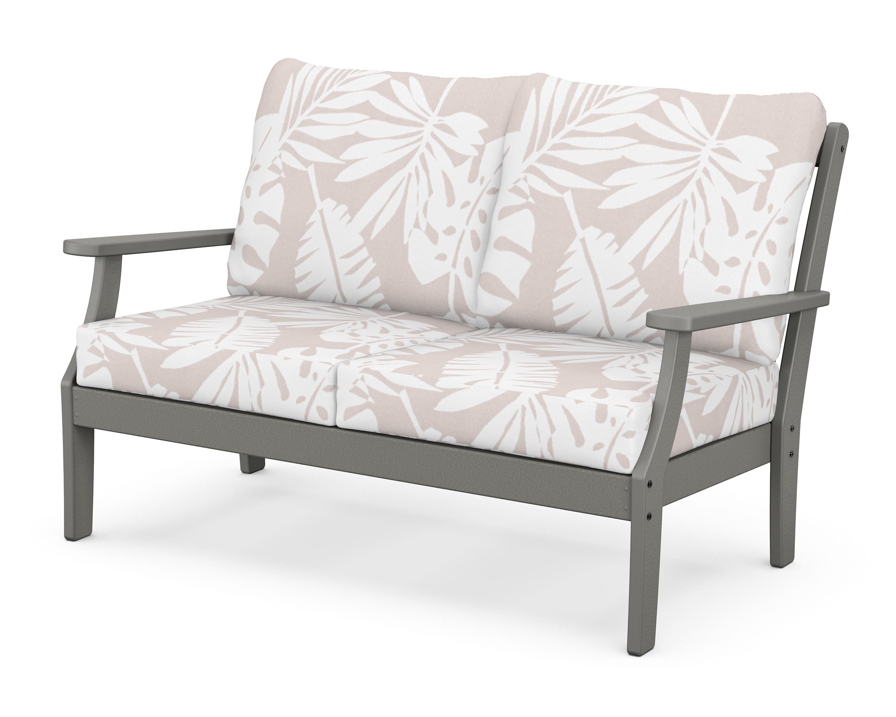 POLYWOOD® Braxton Deep Seating Loveseat in Slate Grey / Leaf Dune Burlap