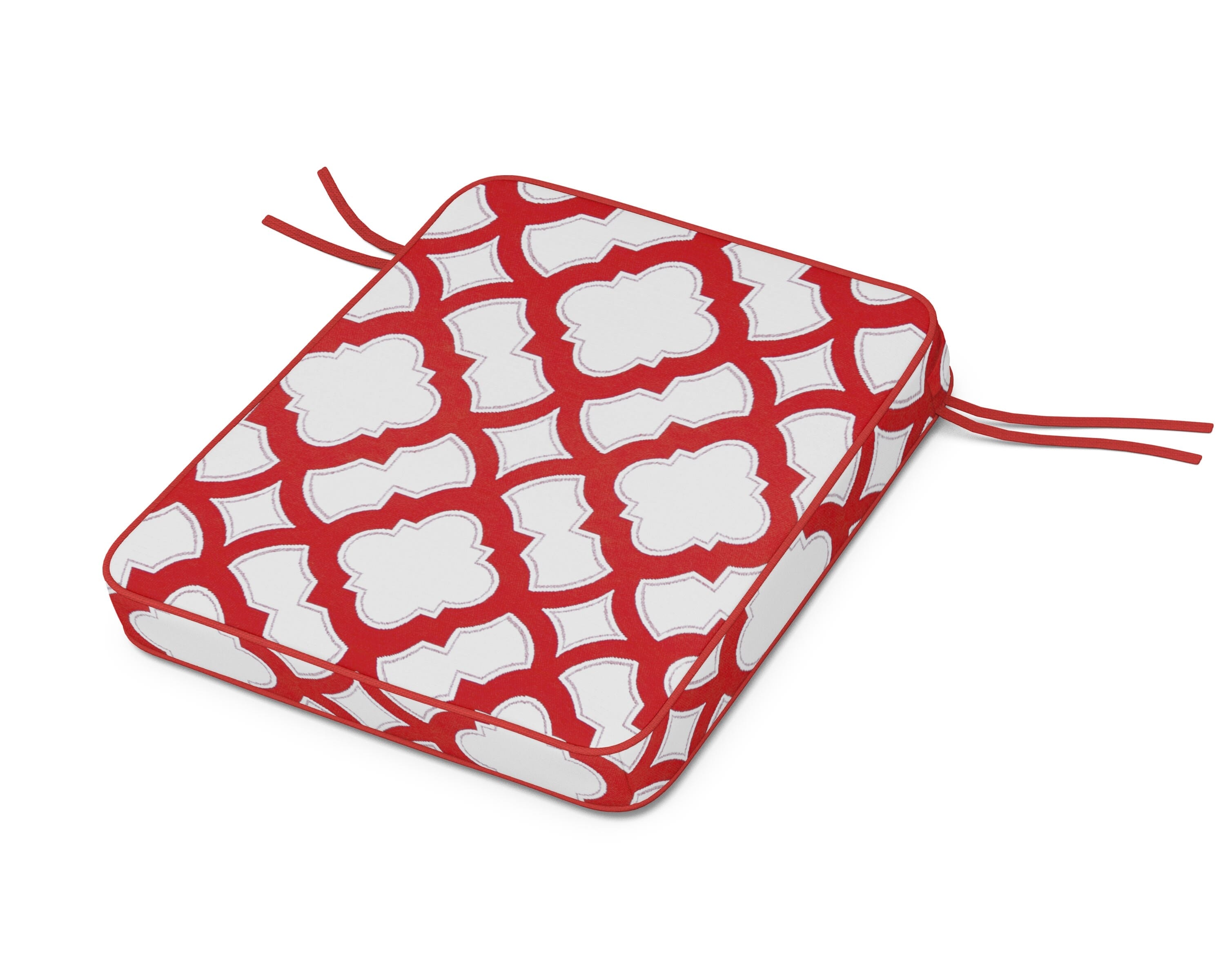 Martha Stewart by POLYWOOD® Chinoiserie Rocker Seat Cushion in Trellis Crimson