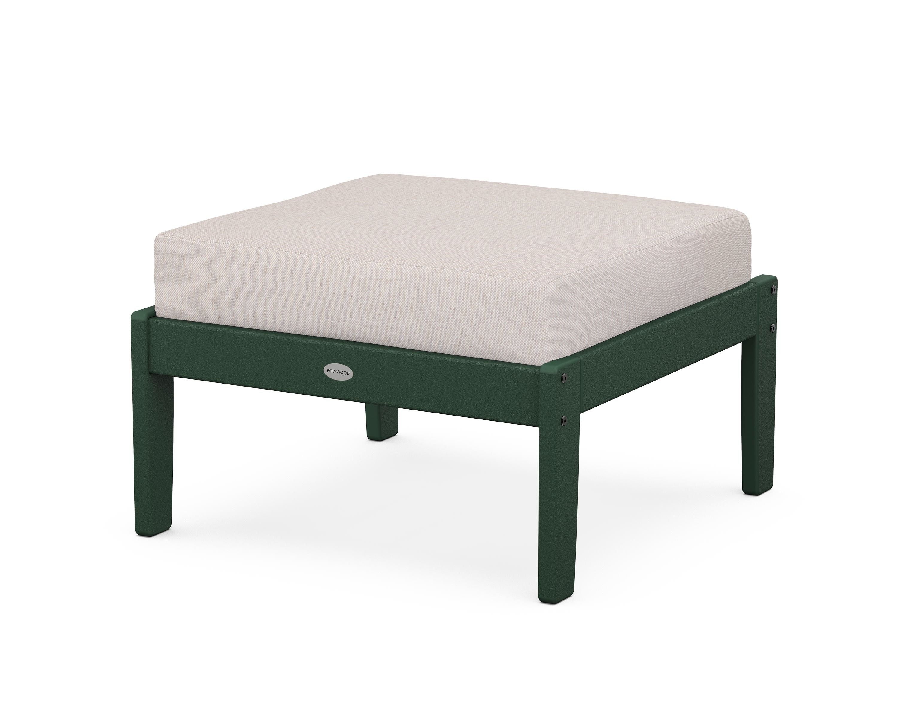 POLYWOOD® Braxton Deep Seating Ottoman in Green / Dune Burlap