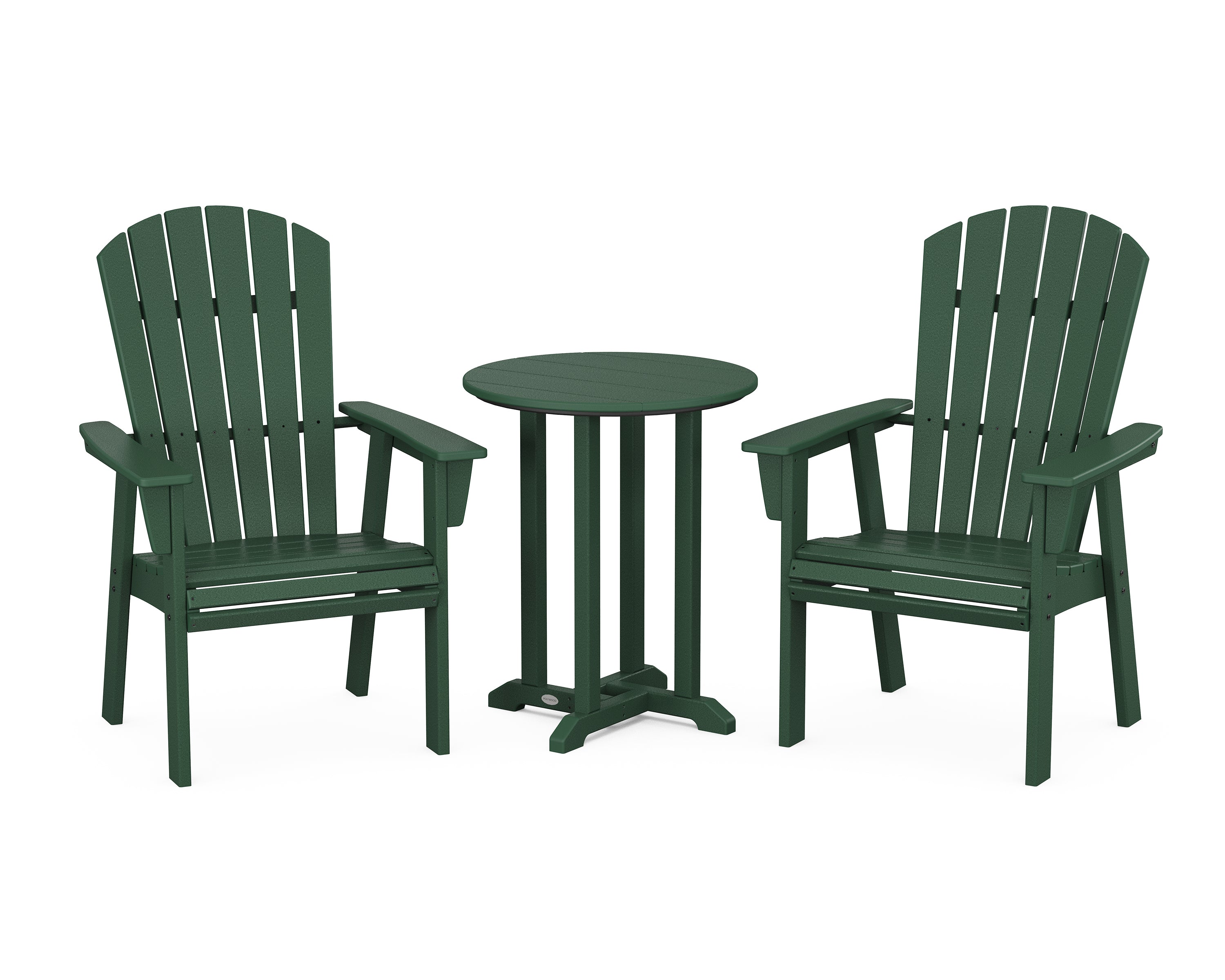 POLYWOOD® Nautical Adirondack 3-Piece Round Bistro Dining Set in Green