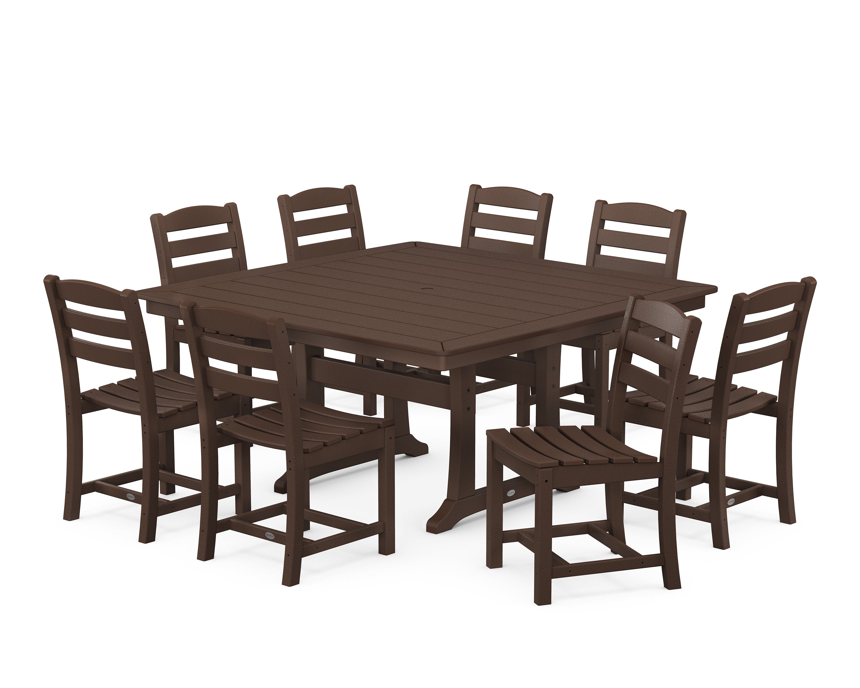 POLYWOOD® La Casa Café 9-Piece Nautical Trestle Dining Set in Mahogany