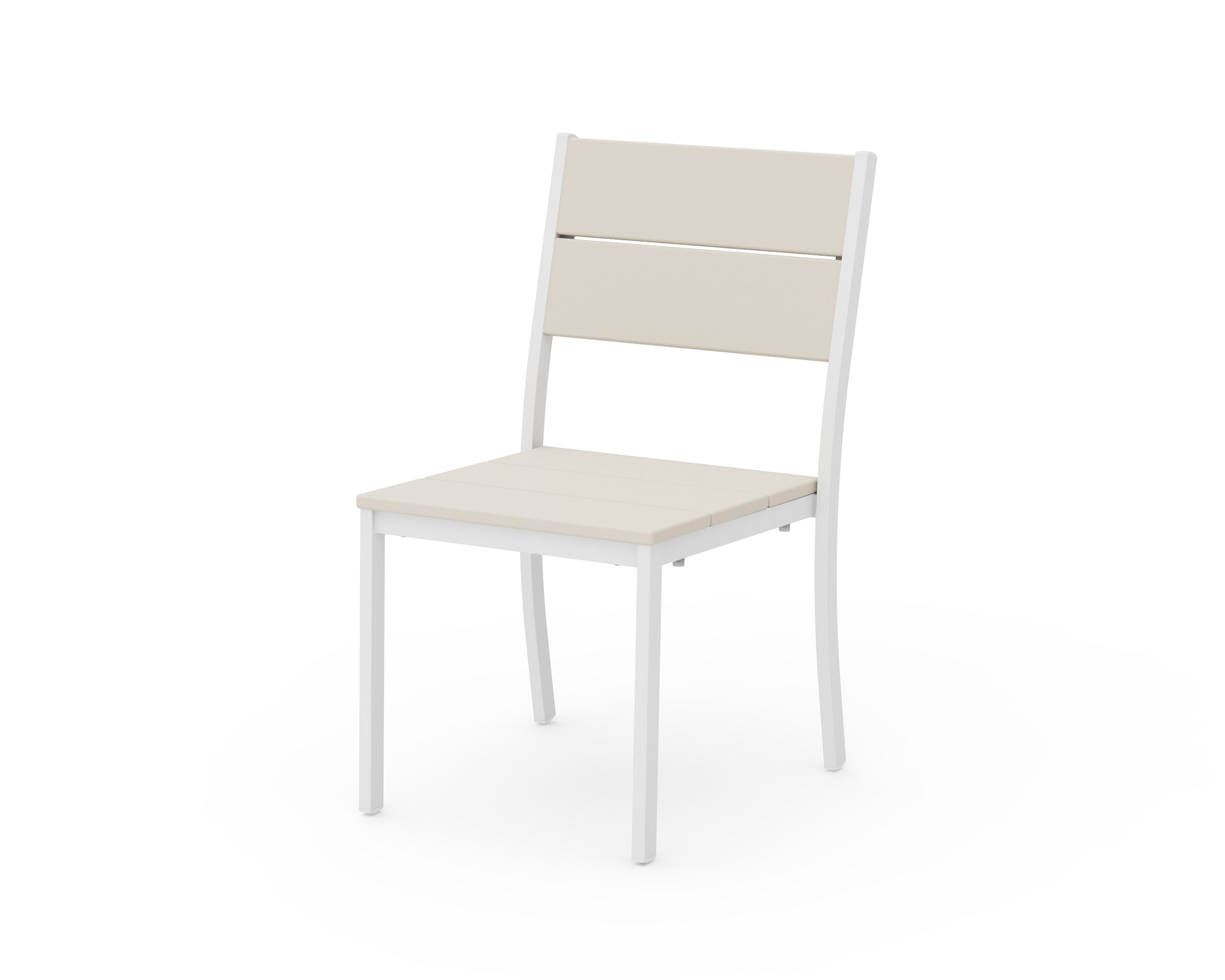 POLYWOOD® Main Street Stacking Dining Side Chair in White / Sand